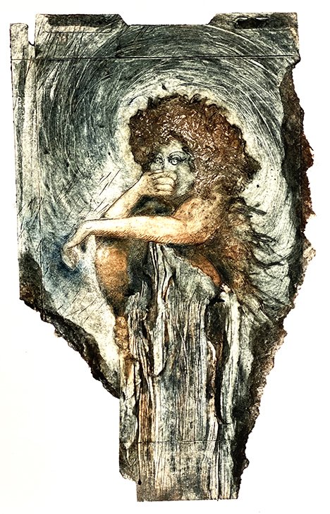 Speak no Evil - Collagraph - 12"x18" ©2020