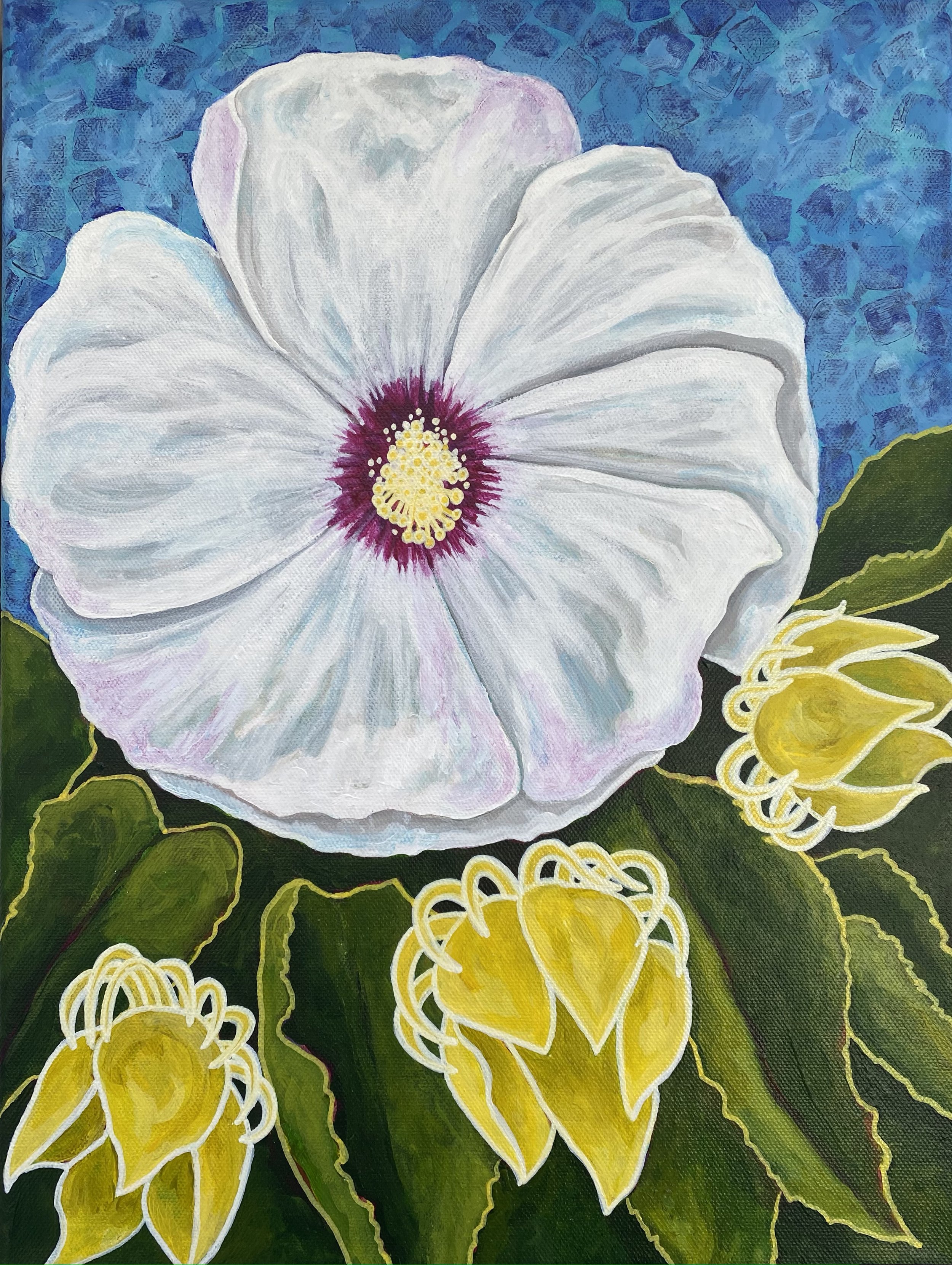 Mystic Hibiscus - Acrylic on Canvas - 12"x16" ©2022