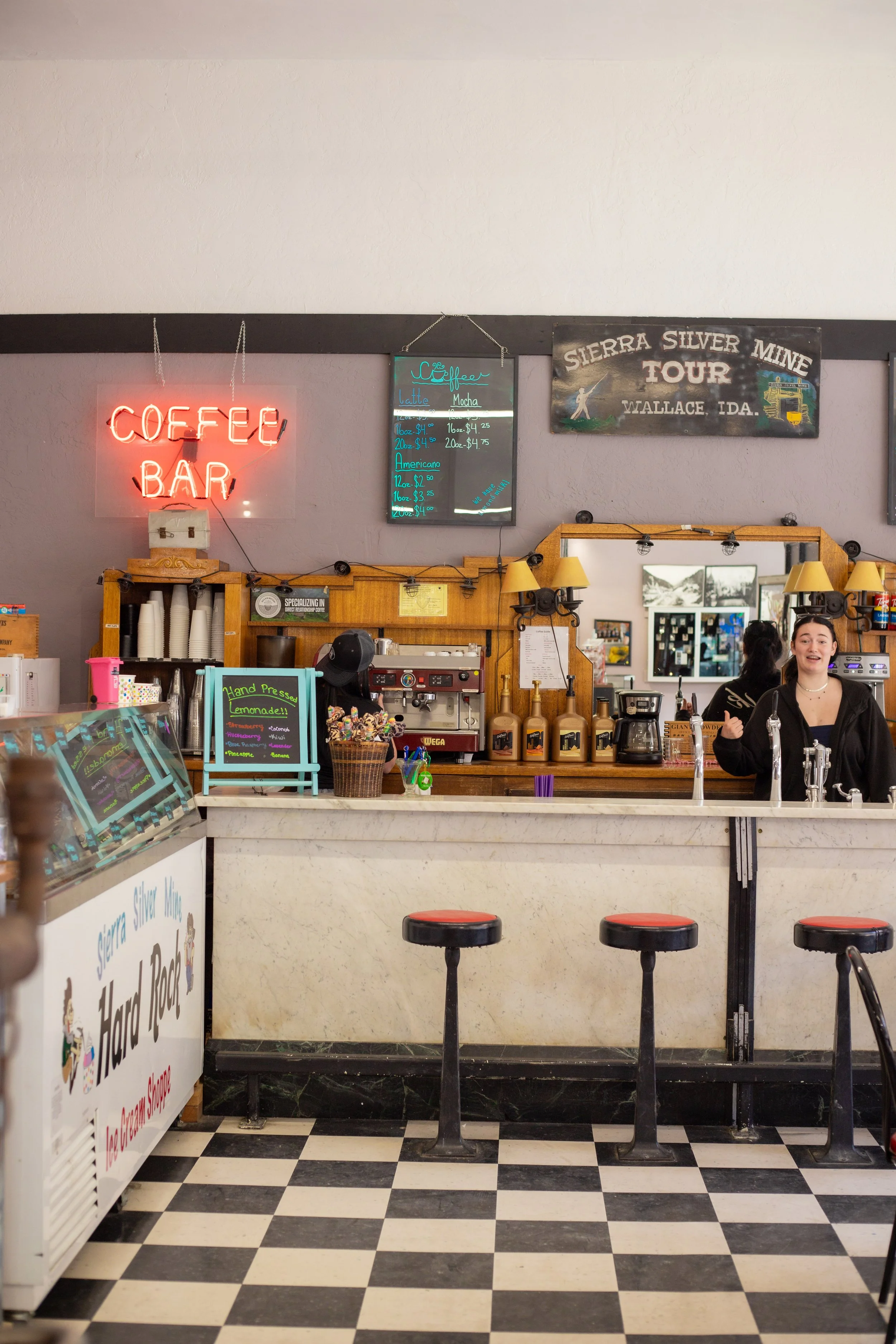 A classic ice cream shop with 50's inspired decor