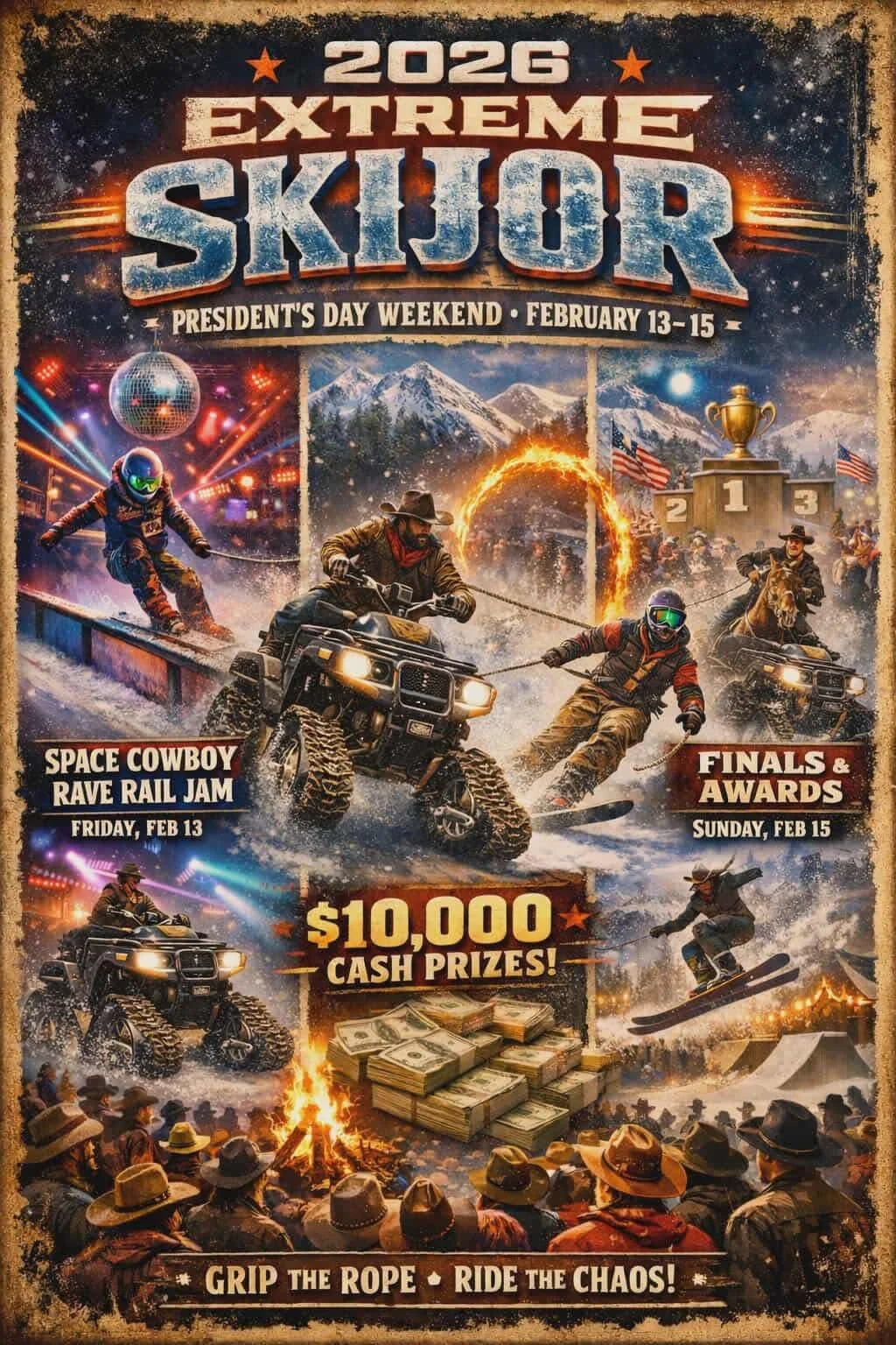 This President&rsquo;s Day Weekend, historic Wallace turns into the wildest winter arena you&rsquo;ll ever see for the Wallace Extreme SkiJor &mdash; Feb 13&ndash;16, 2026.
ㅤ
We&rsquo;re talking skiers &amp; snowboarders pulled by tracked 4-wheelers,