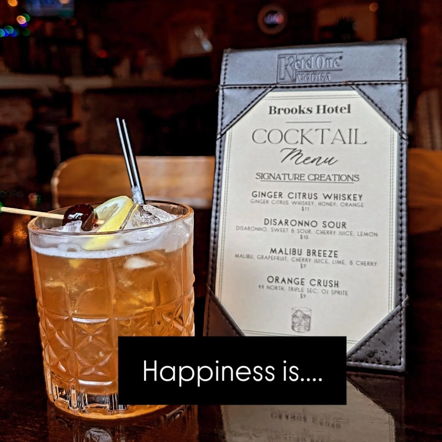 Happiness is a lunch time Disaronno Sour at a favorite breakfast spot....