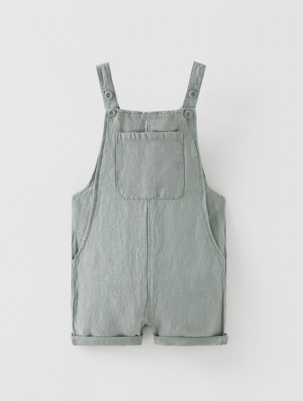 LINEN BLEND OVERALL SHORTS