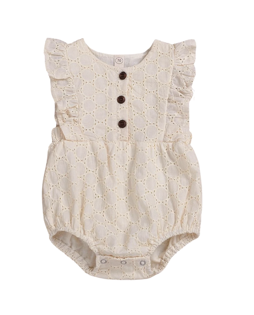 LUNA EYELET ROMPER IN CREAM