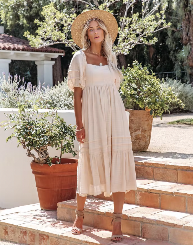 KATELYN PUFF SLEEVE MIDI DRESS