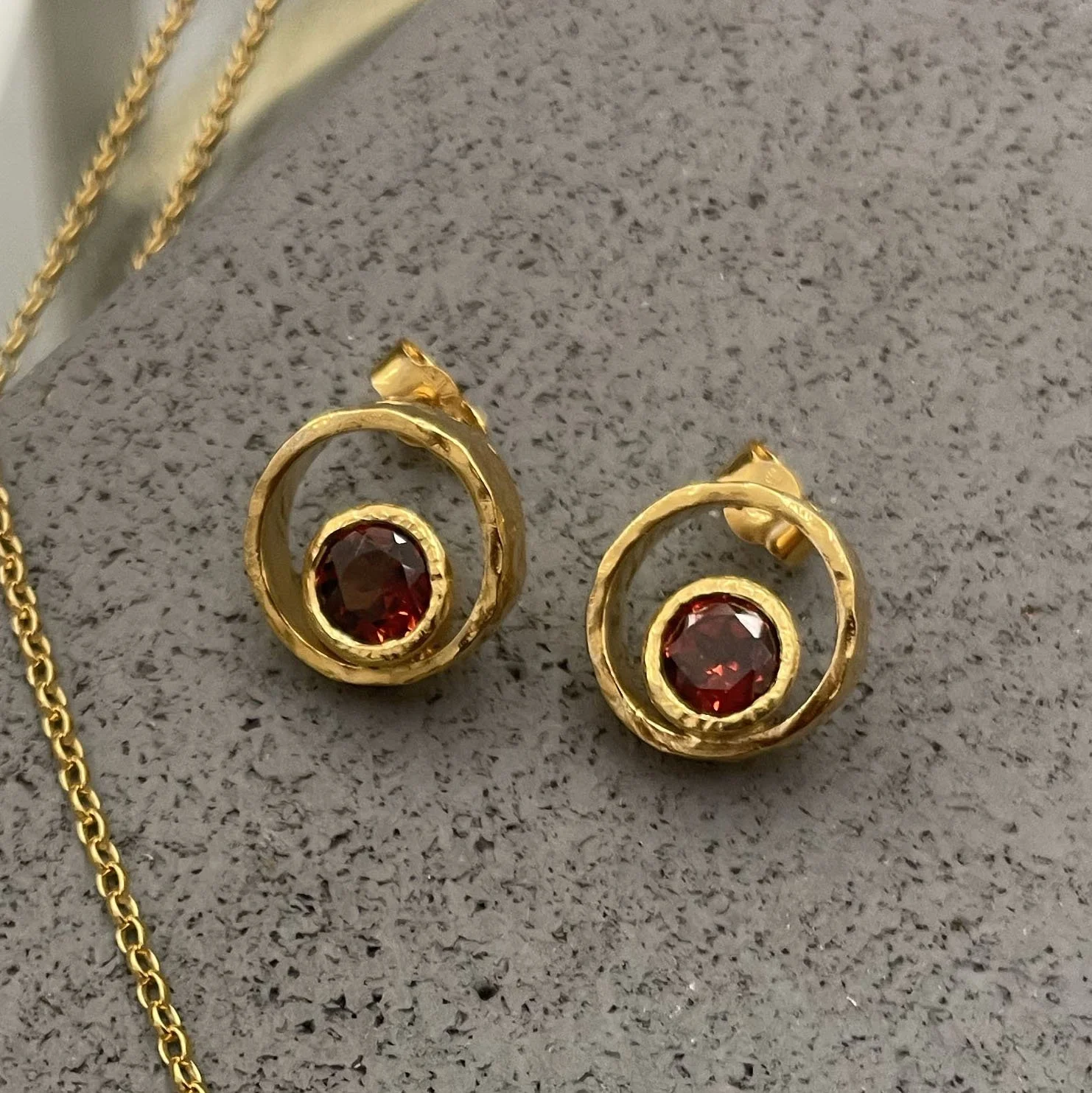 Love Garnet Studs