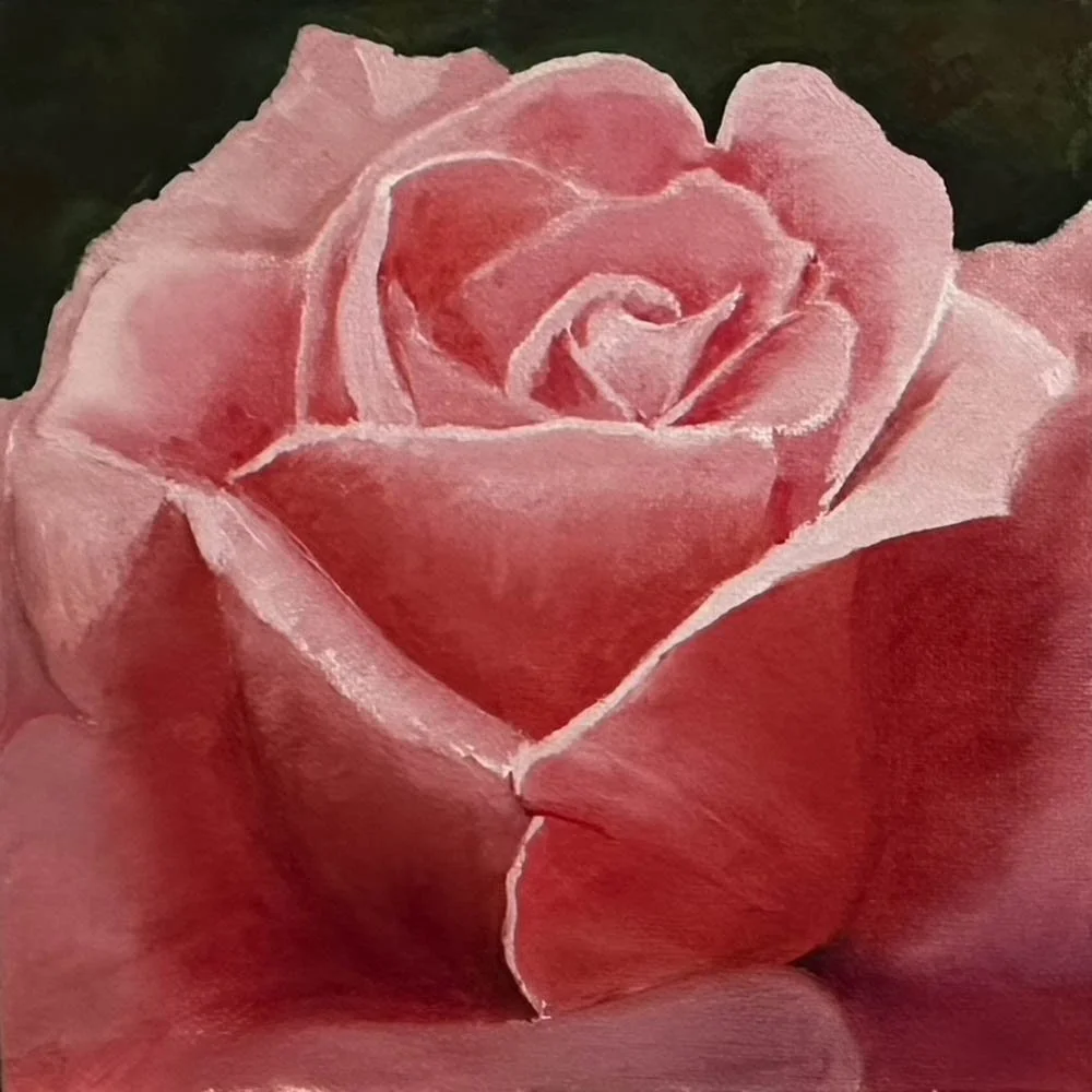 PRETTY PINK ROSE
OIL ON CANVAS BOARD, 8X8", $150