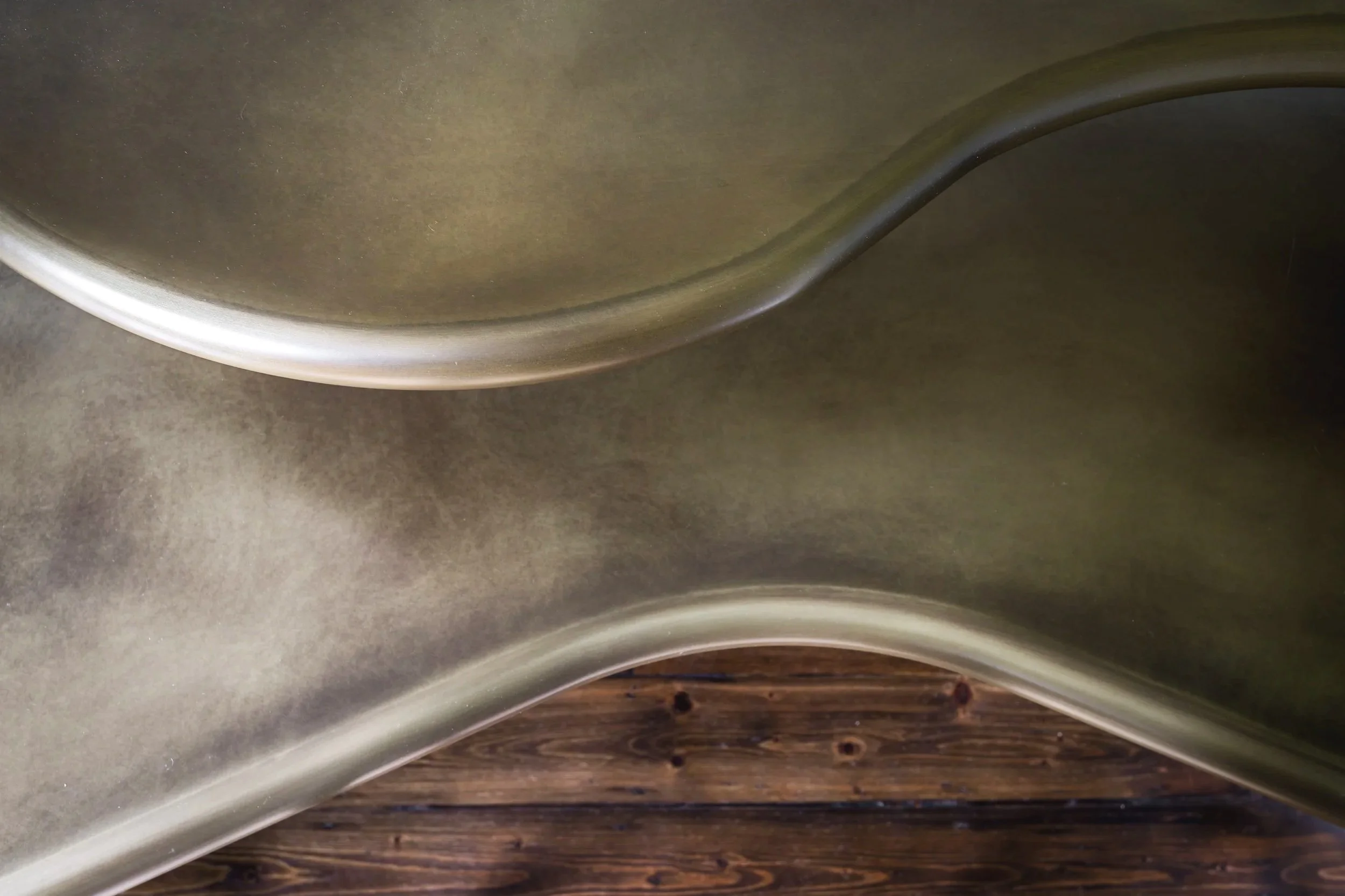 detail feature of hand finished bespoke sprayed metallic finish