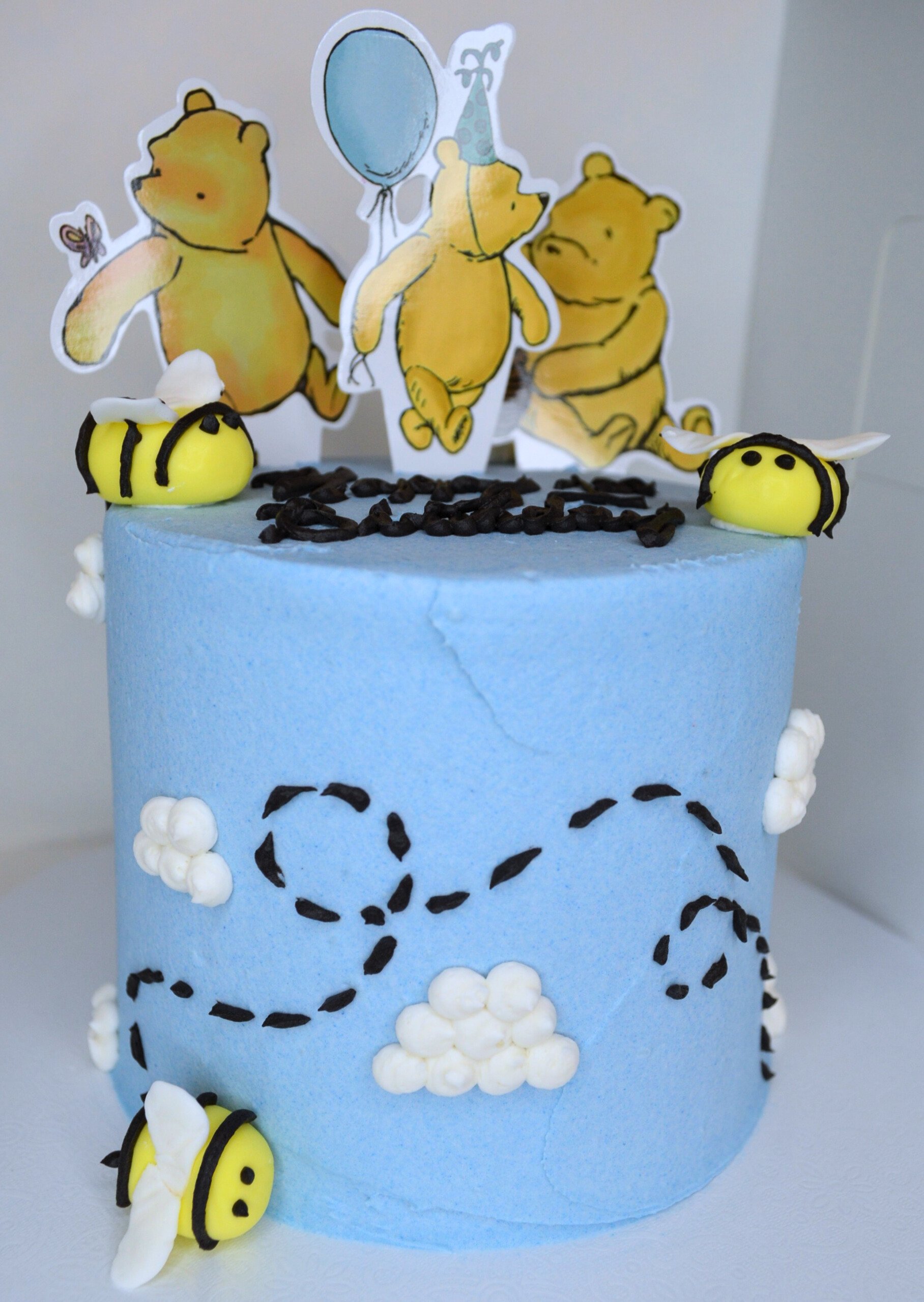 #34. Winnie the Pooh smash cake with handmade custom fondant bees.