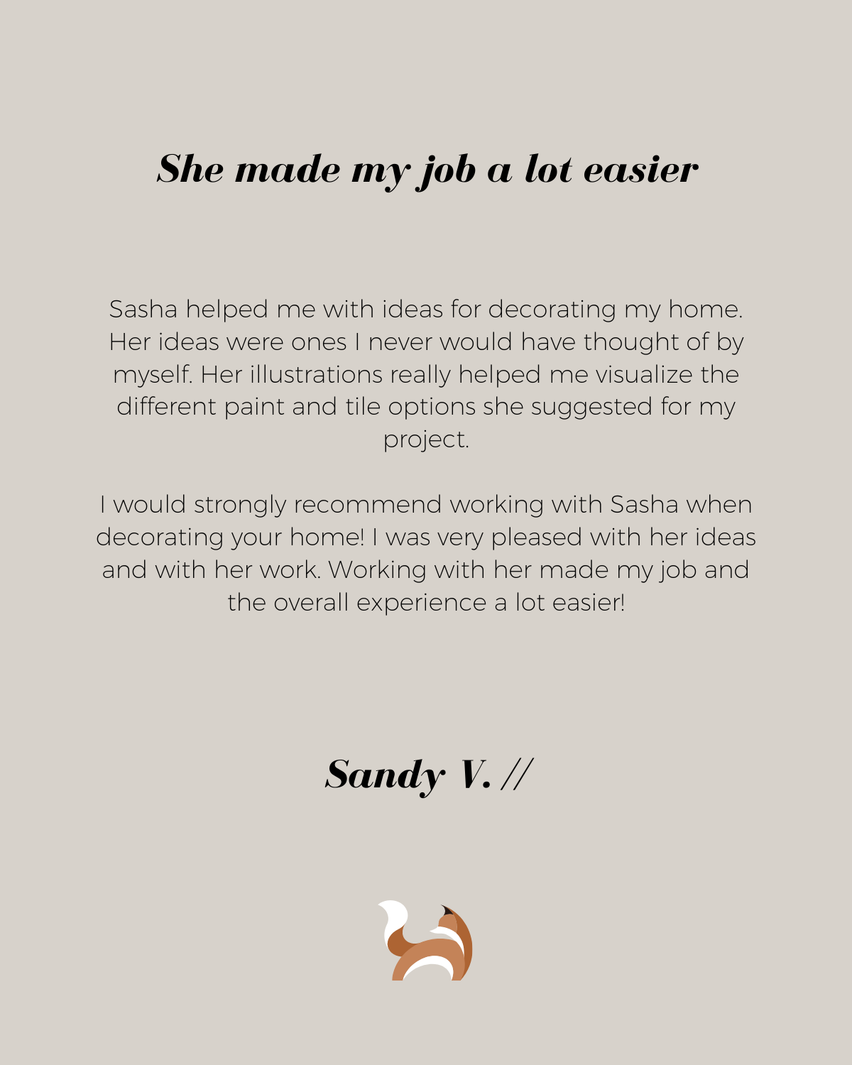 Sandy V. Client Review 