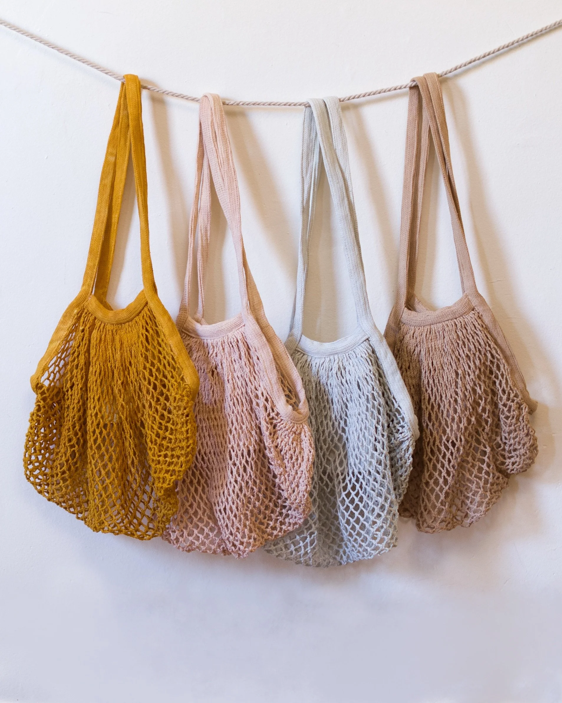 Naturally dyed organic cotton market bags