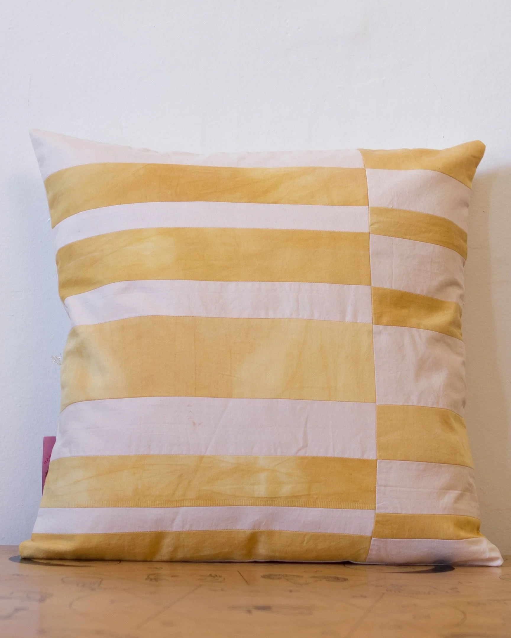 Naturally dyed organic cotton quilted patchwork pillow