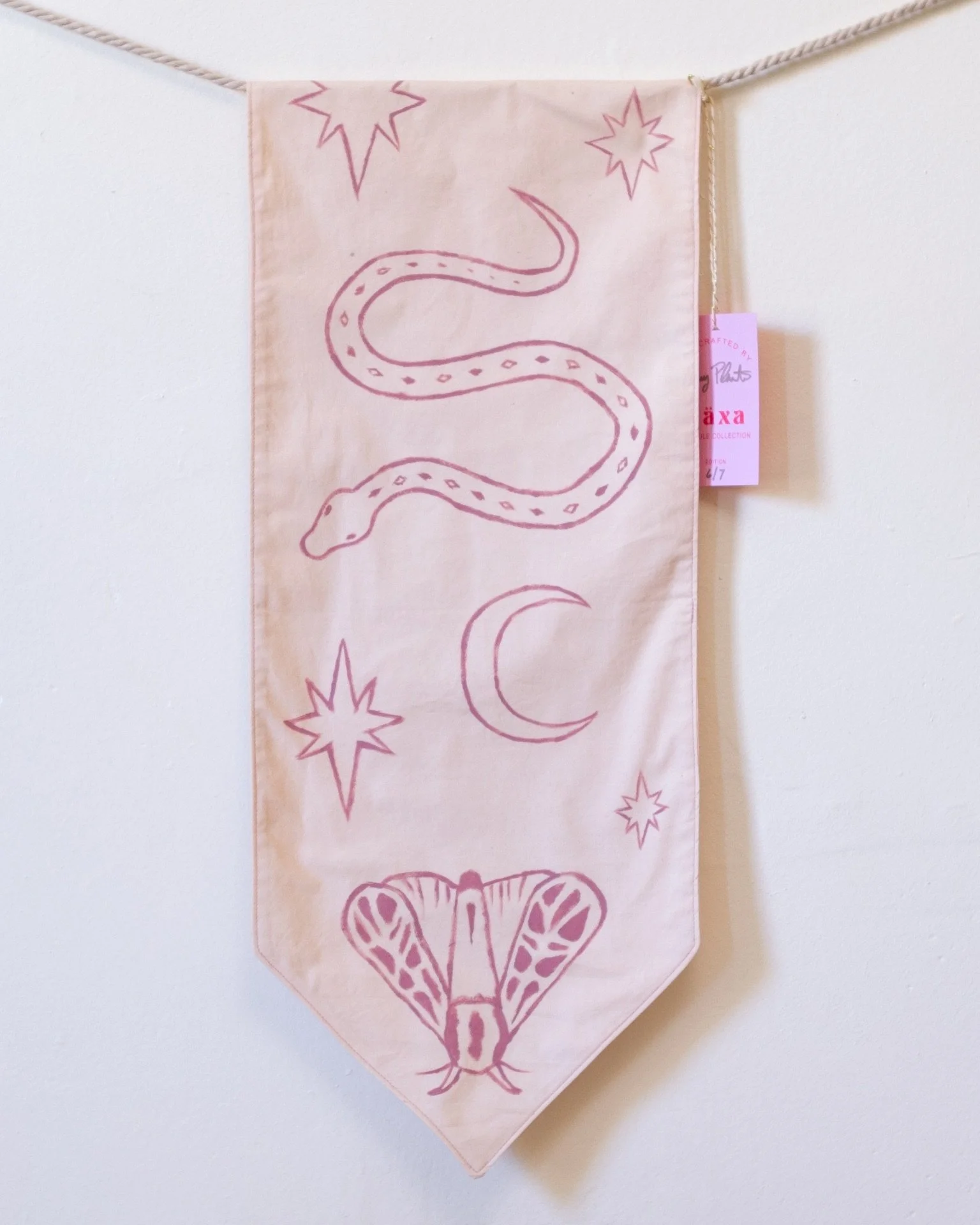 Hand painted naturally dyed organic cotton table runner