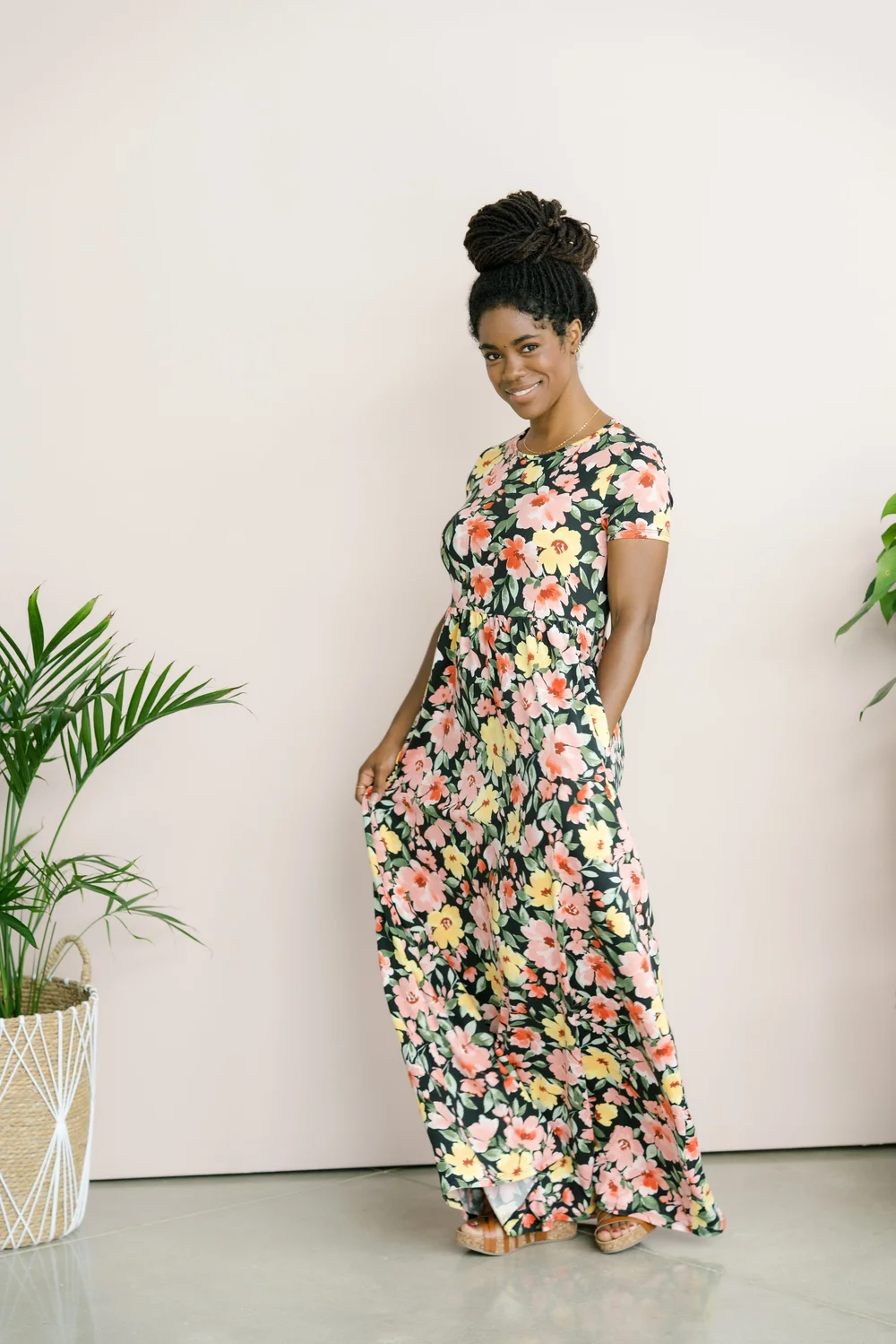 Claudia | Relaxed Fit Casual Black Floral Maxi Dress The Modest Fitting Claudia | Relaxed Fit Casual Black Floral Maxi Dress The Modest Fitting