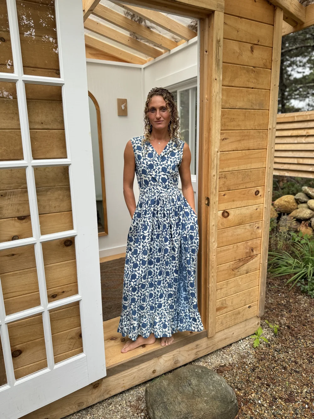 sweet pea dress brown and blue Sweet Pea Tied Shoulder Midi Dress Floral Purple