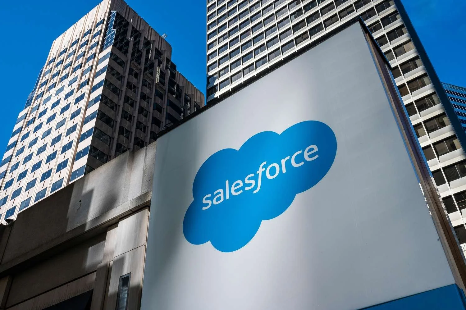 building with salesforce logo