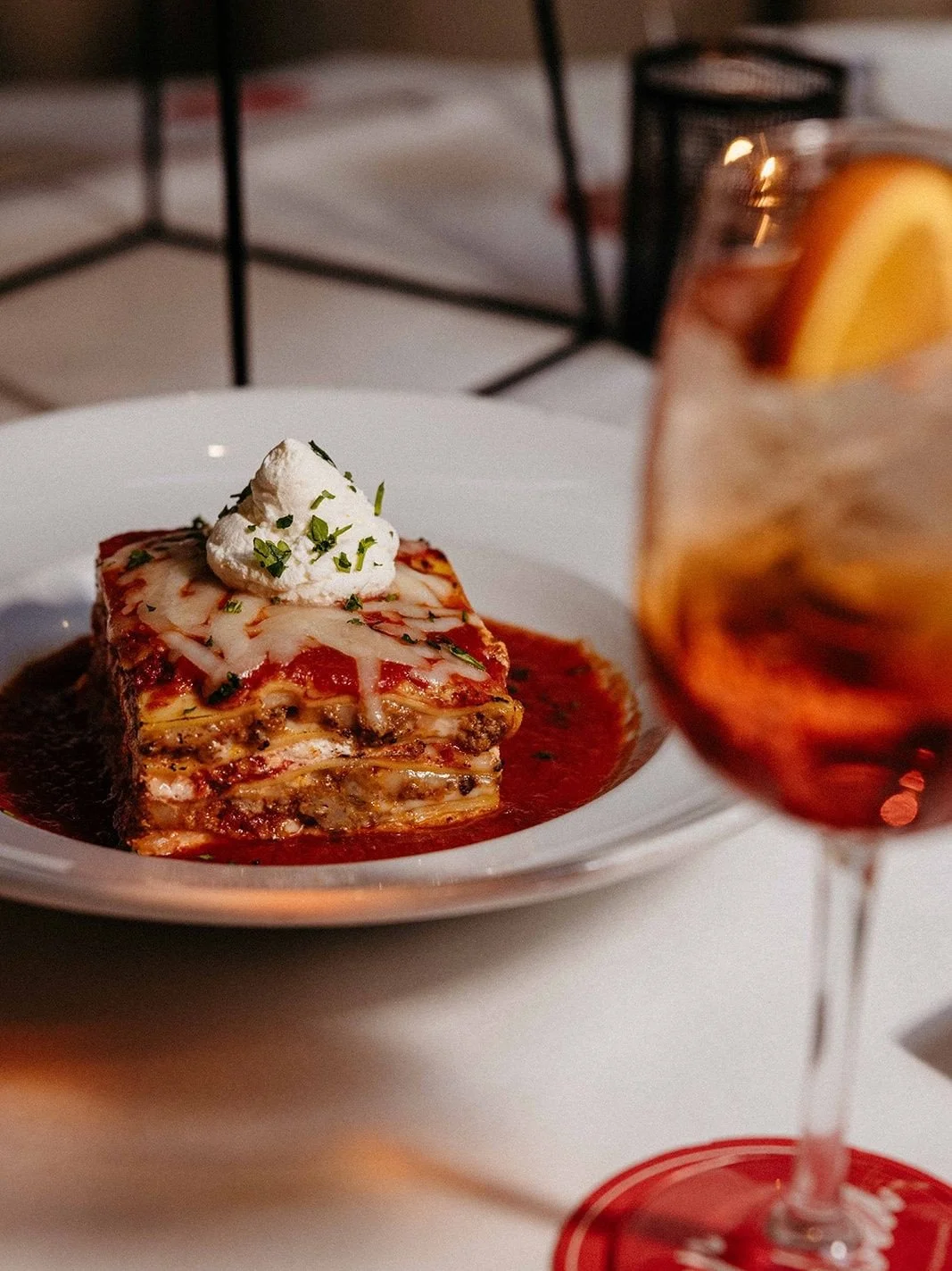 Pasta and a spritz make the perfect pair.