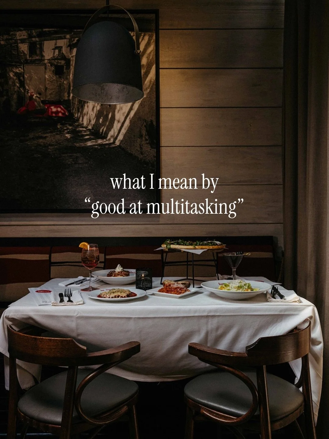Social hour + dinner = our version of multitasking.