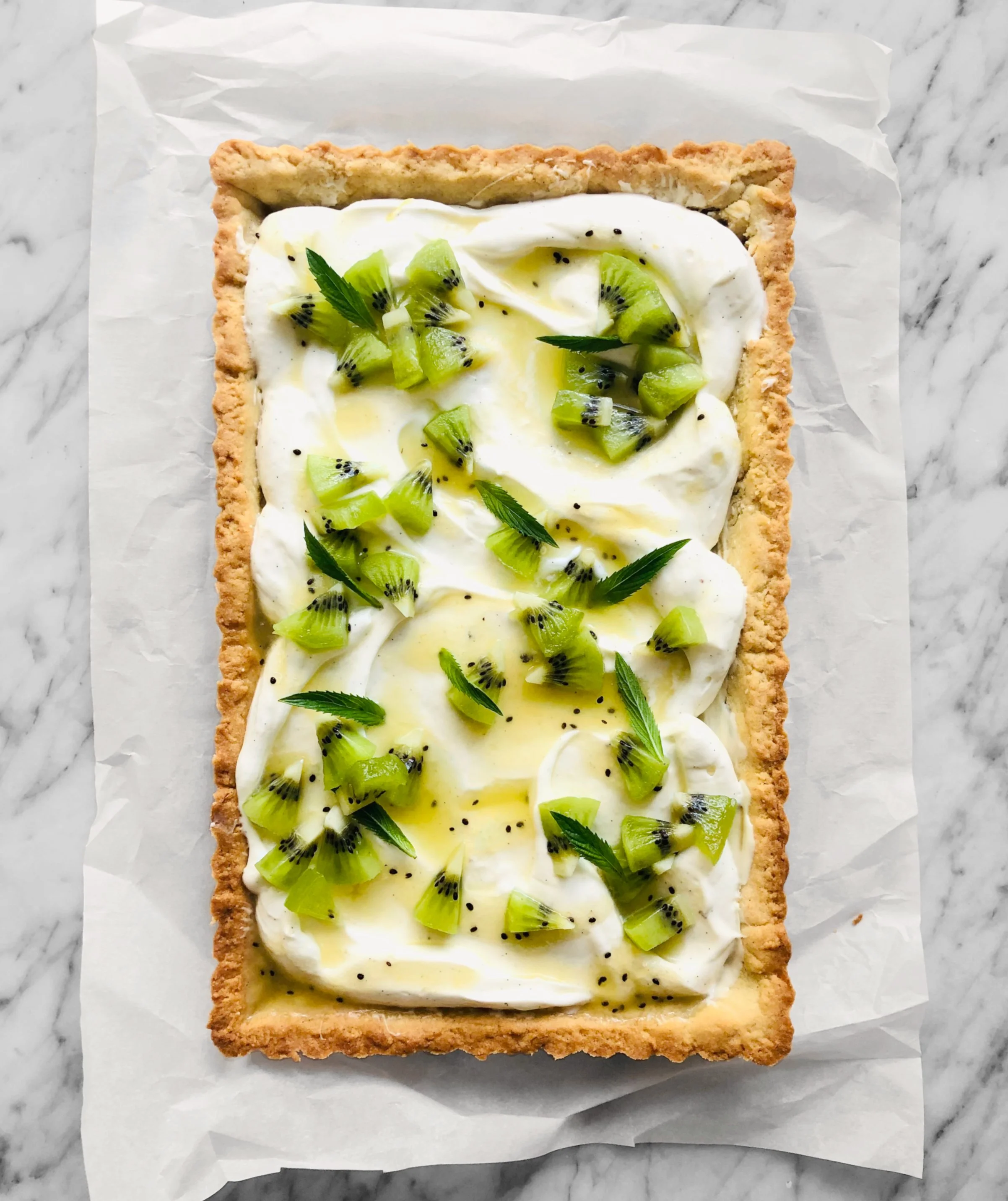 Tarte au fromage à la crème vanille-citron et kiwi