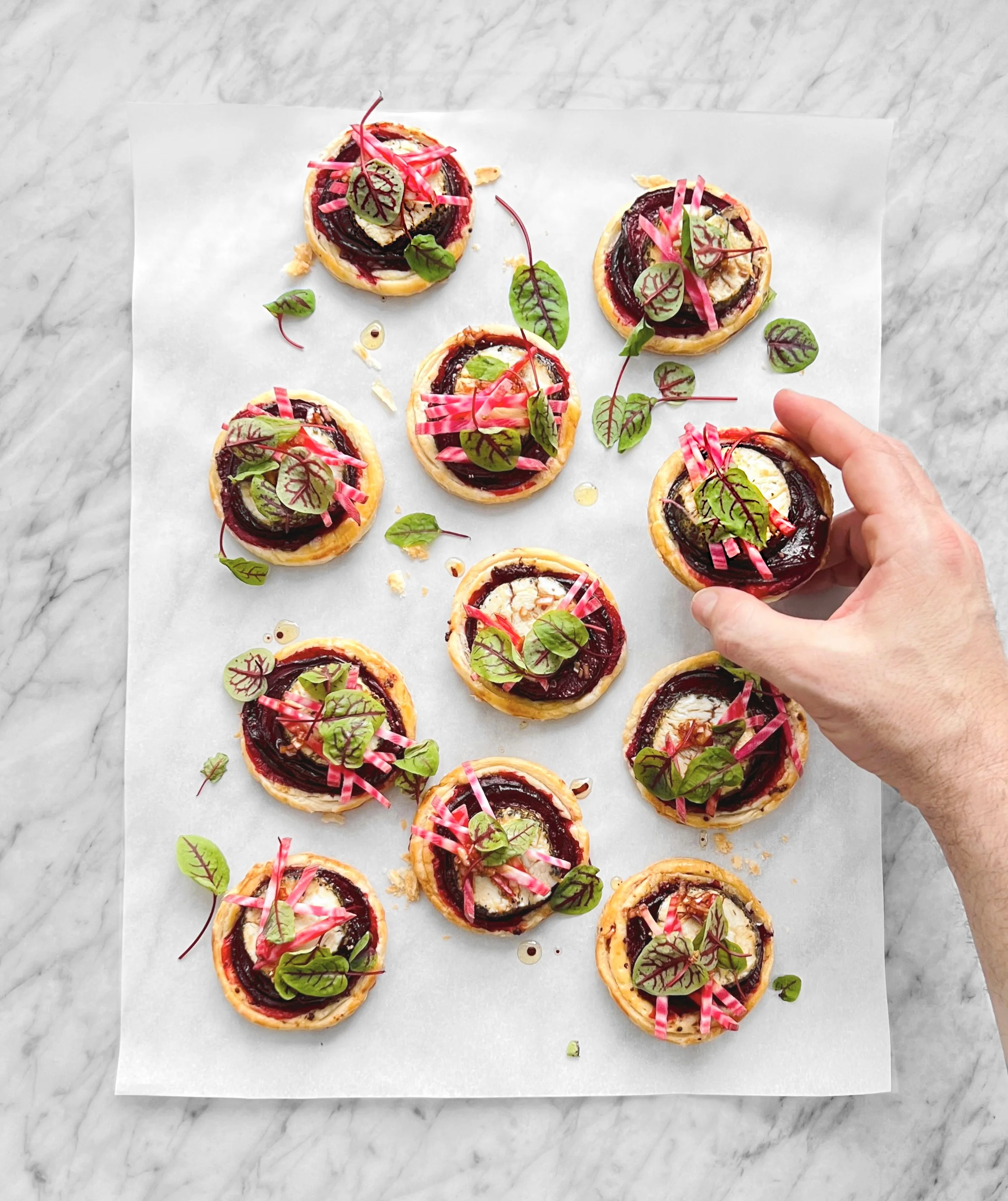 Tartelettes feuilletées betteraves et chèvre