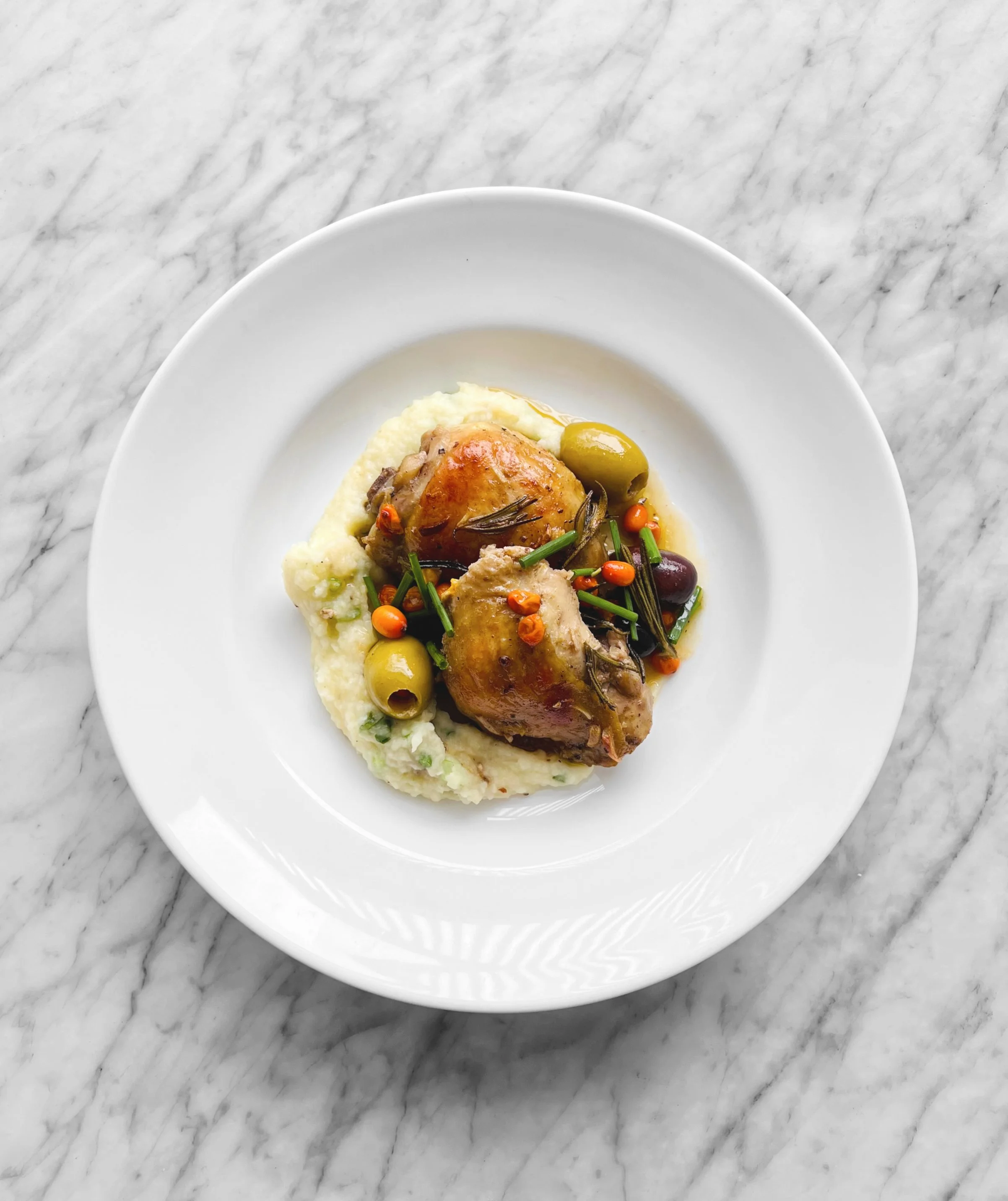 Poulet braisé olives-argousier-romarin