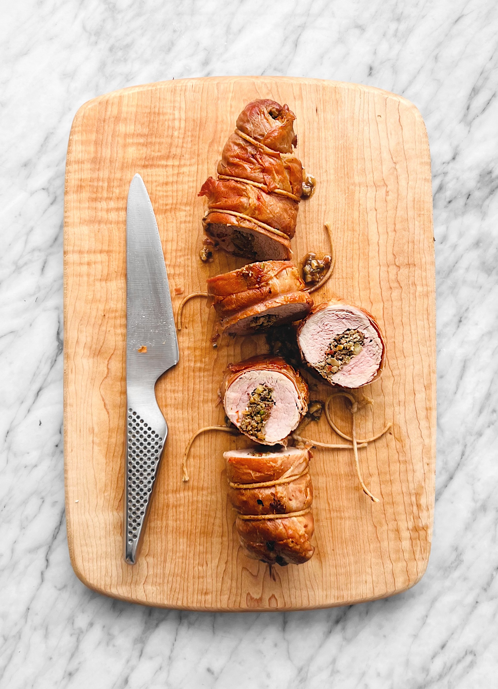 Filet de porc farci champignons-pesto
