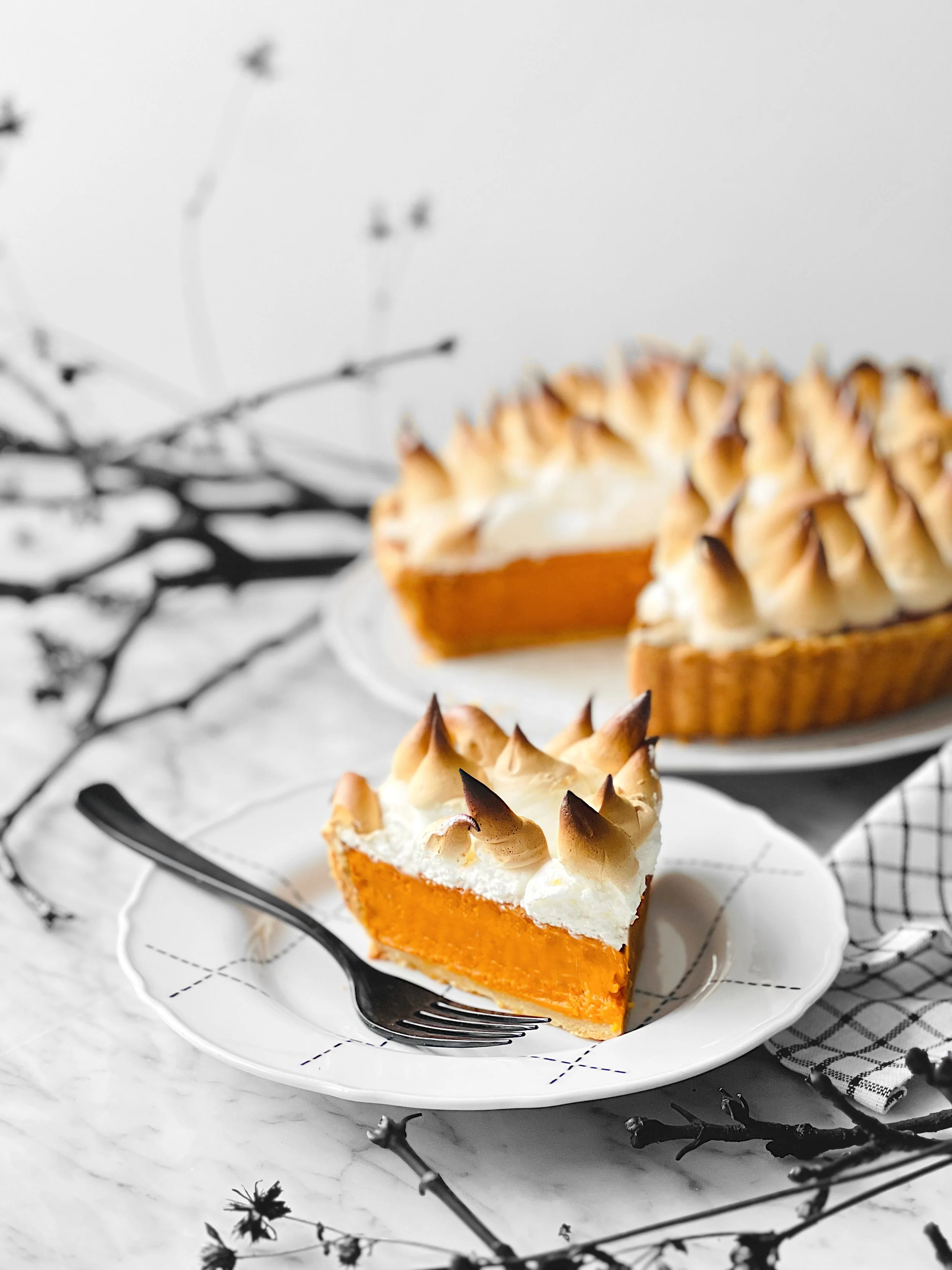 Tarte à la patate douce et meringue à la guimauve