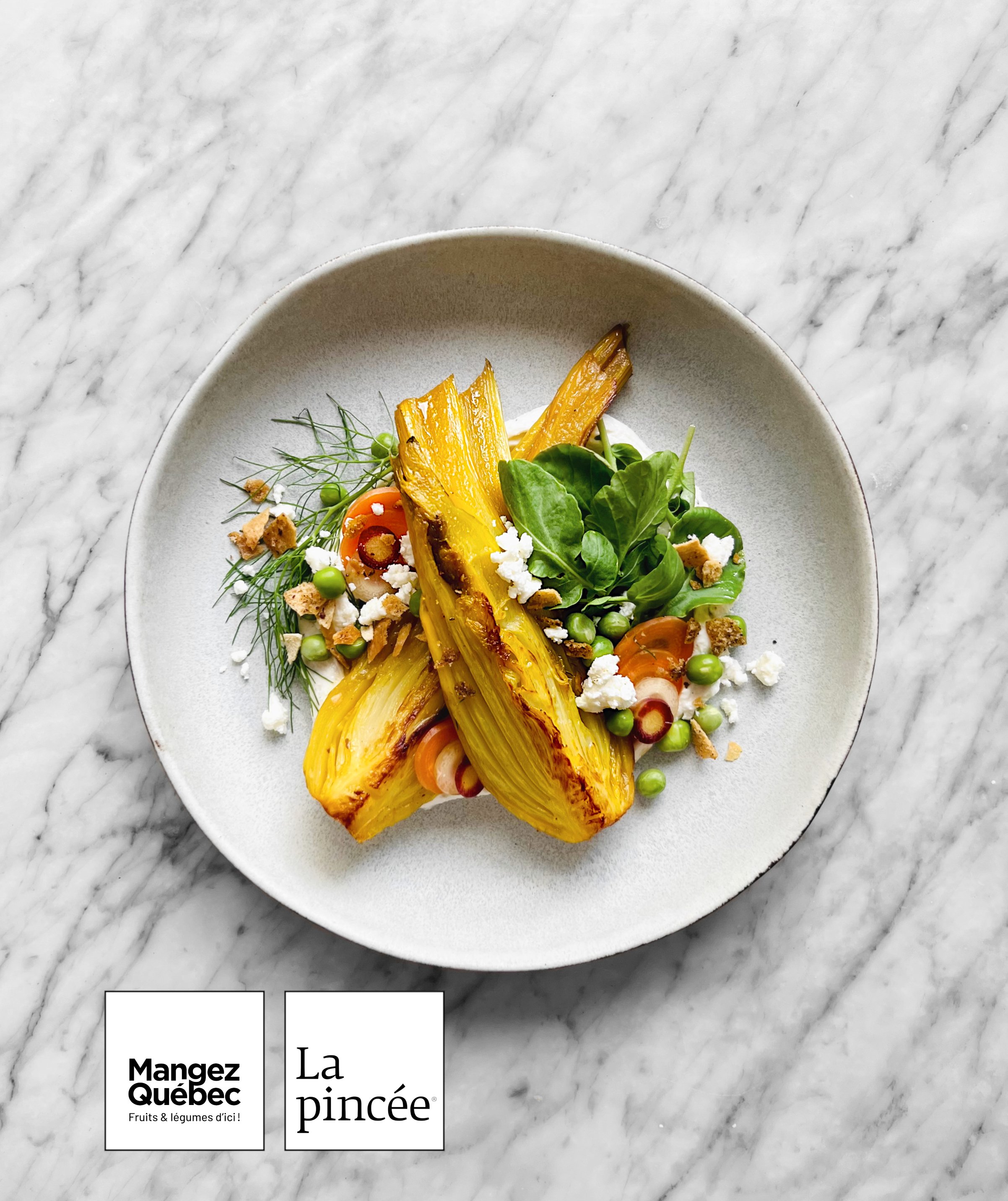 Fenouil braisé au safran avec feta fouettée