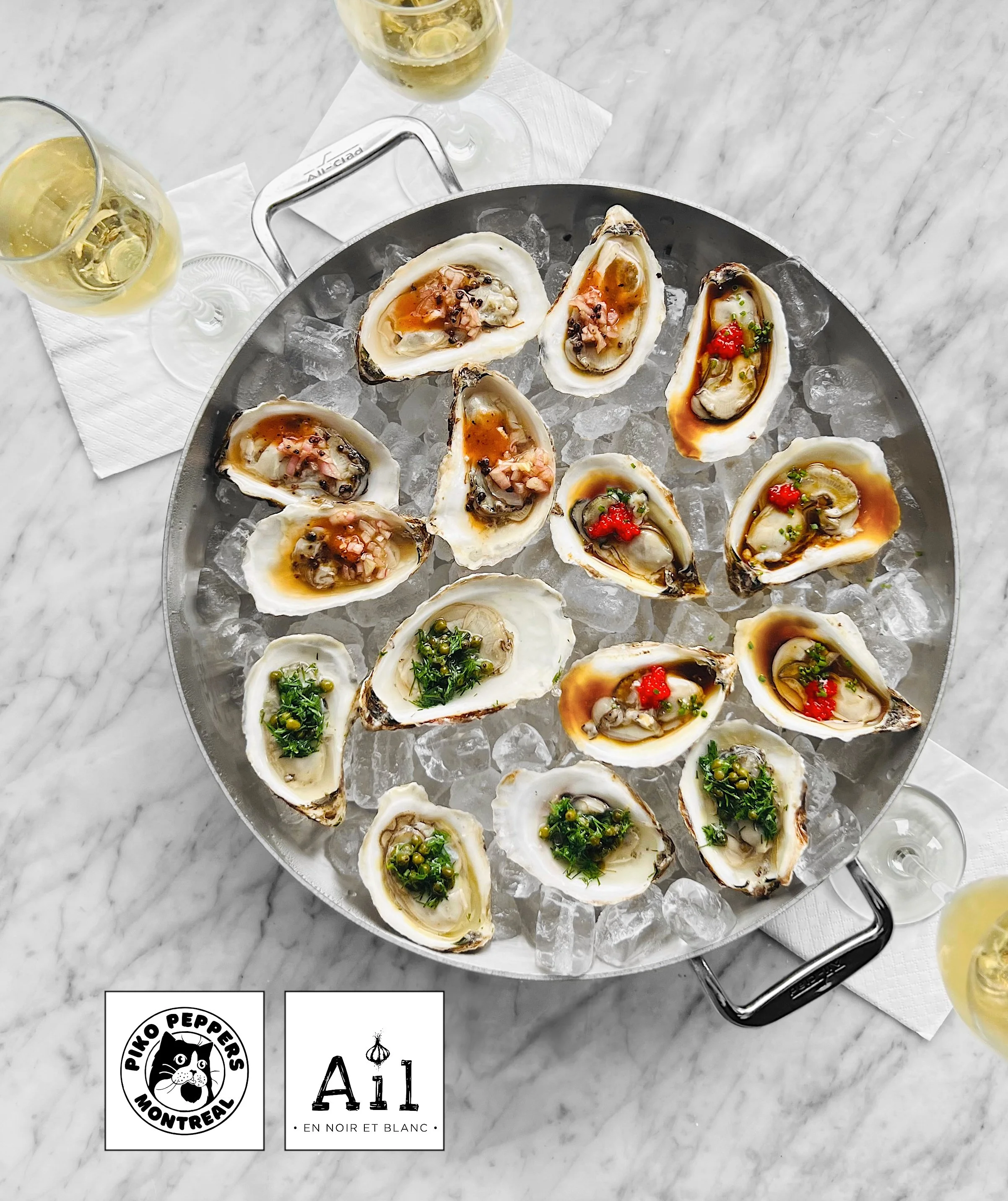 Huîtres 3 façons : volcaniques, à la ponzu et nordiques