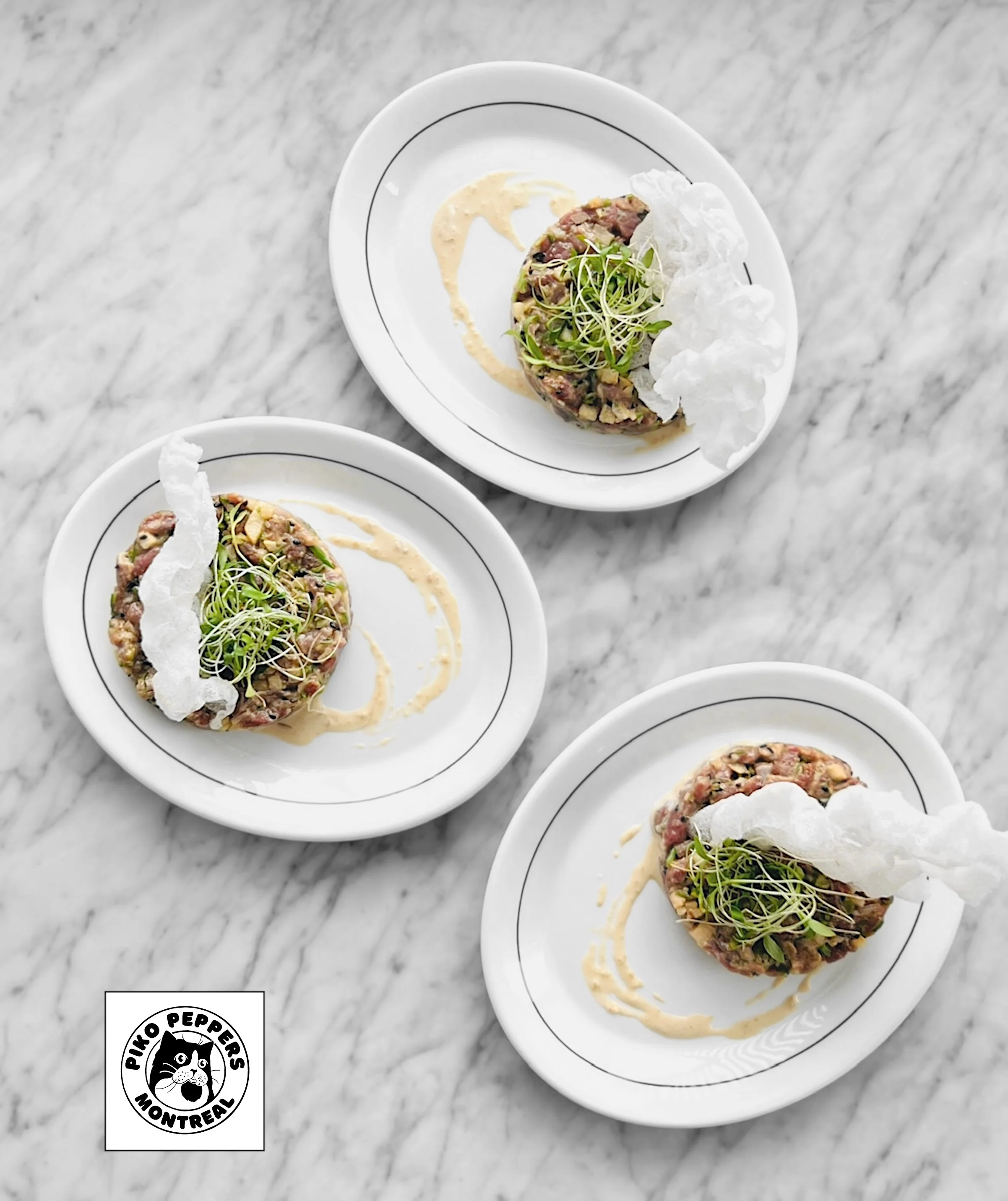 Tartare de canard, poire ya, wakamé et aïoli-ponzu