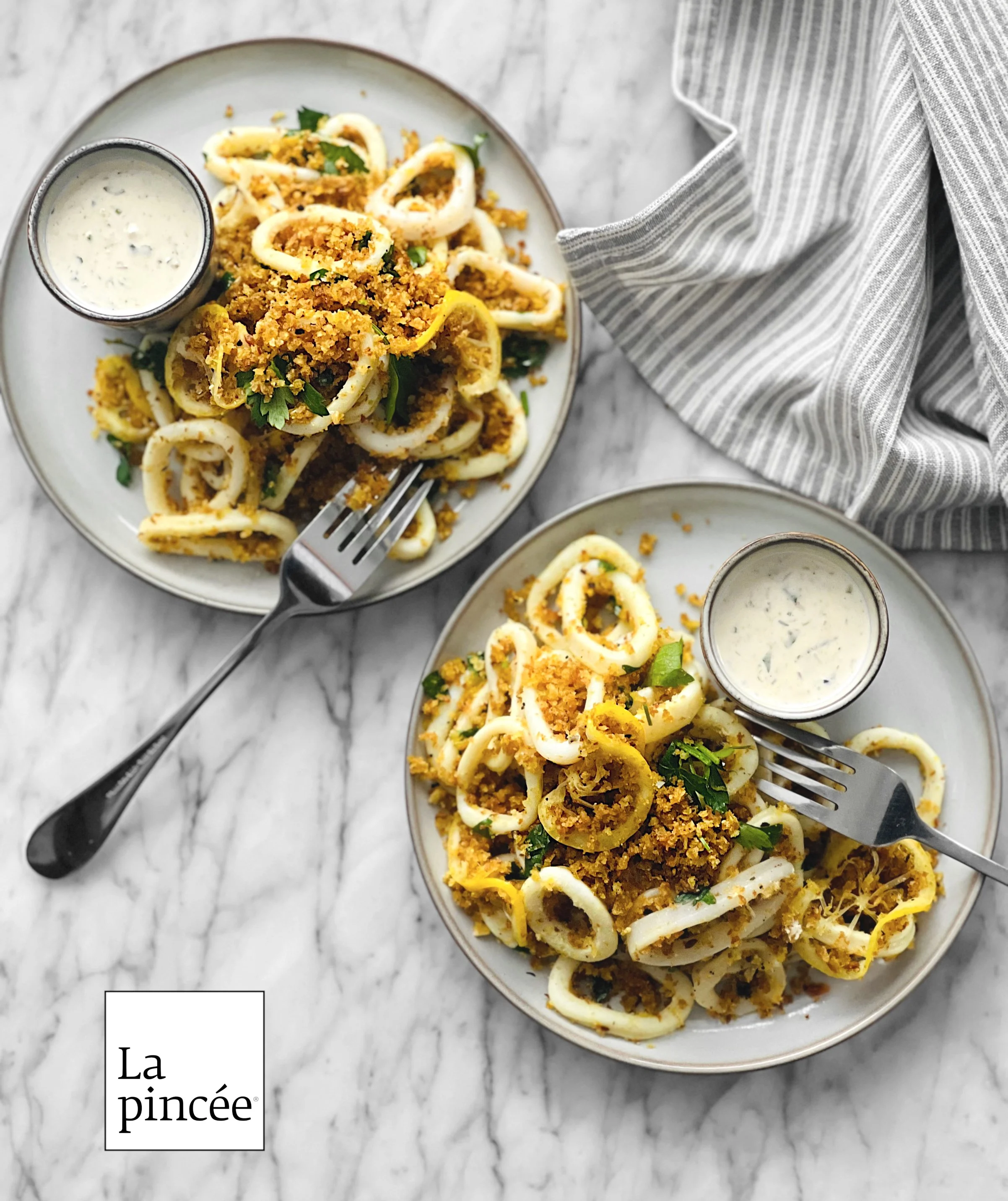 Calmars poêlés au citron et pangrattato épicé