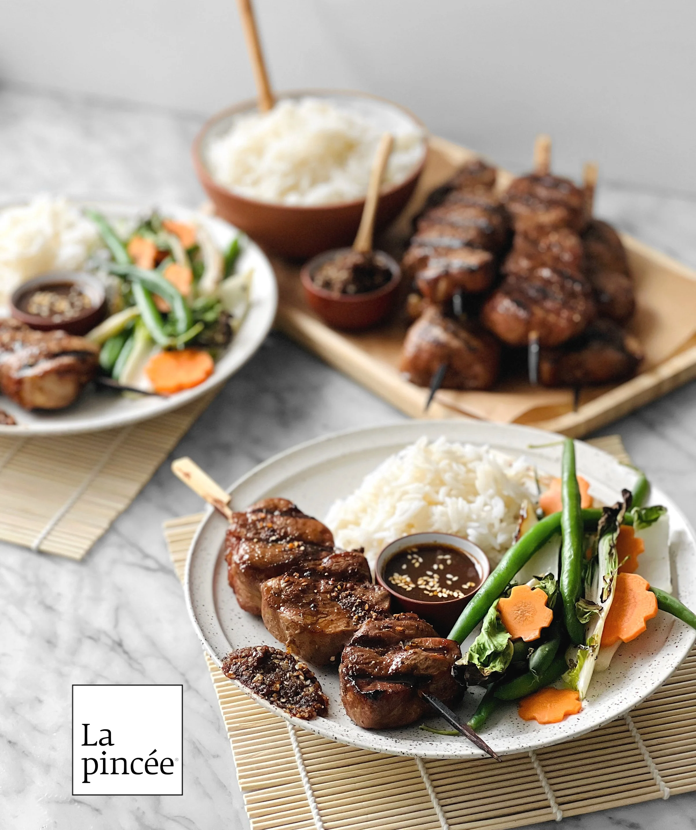 Brochettes de médaillons de porc à la sauce yakiniku