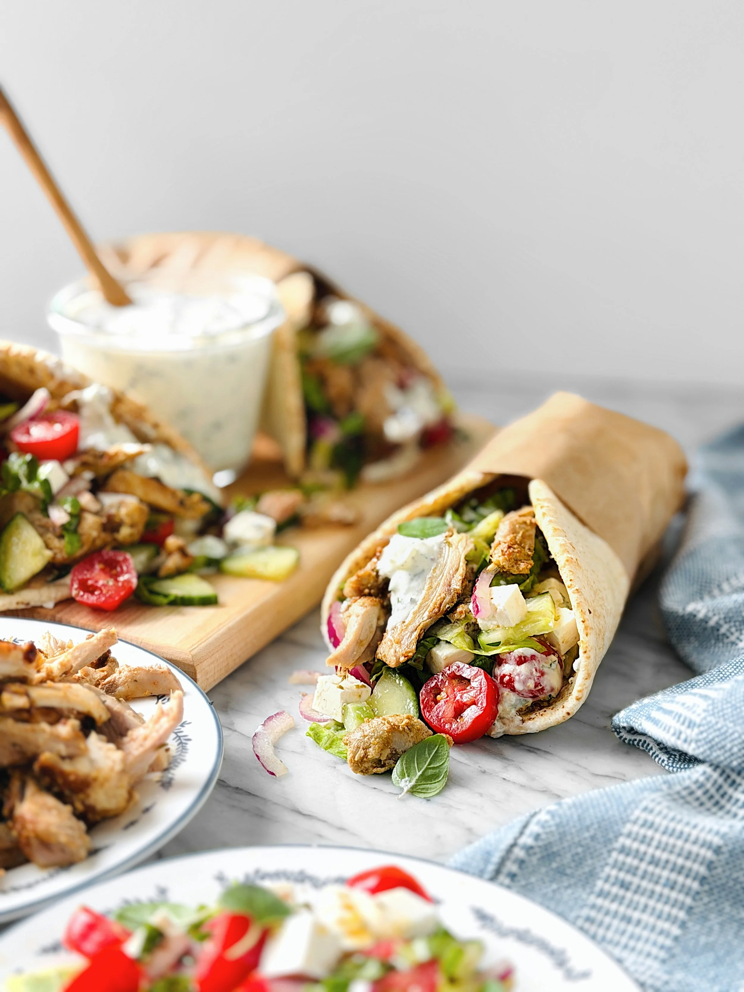 Gyros de poulet et sauce tzatziki maison