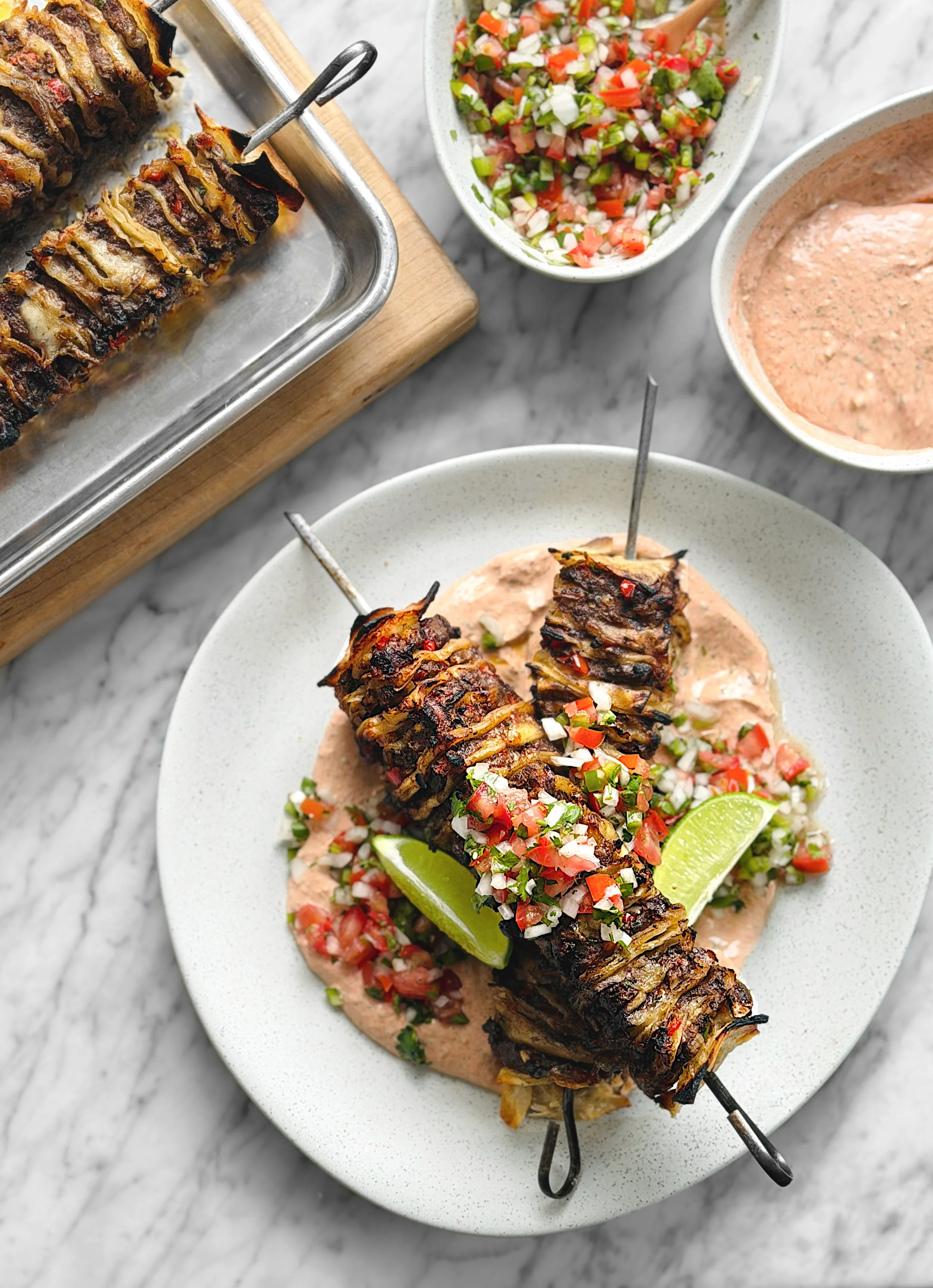 Kebabs de tortillas au bœuf et aux piments
