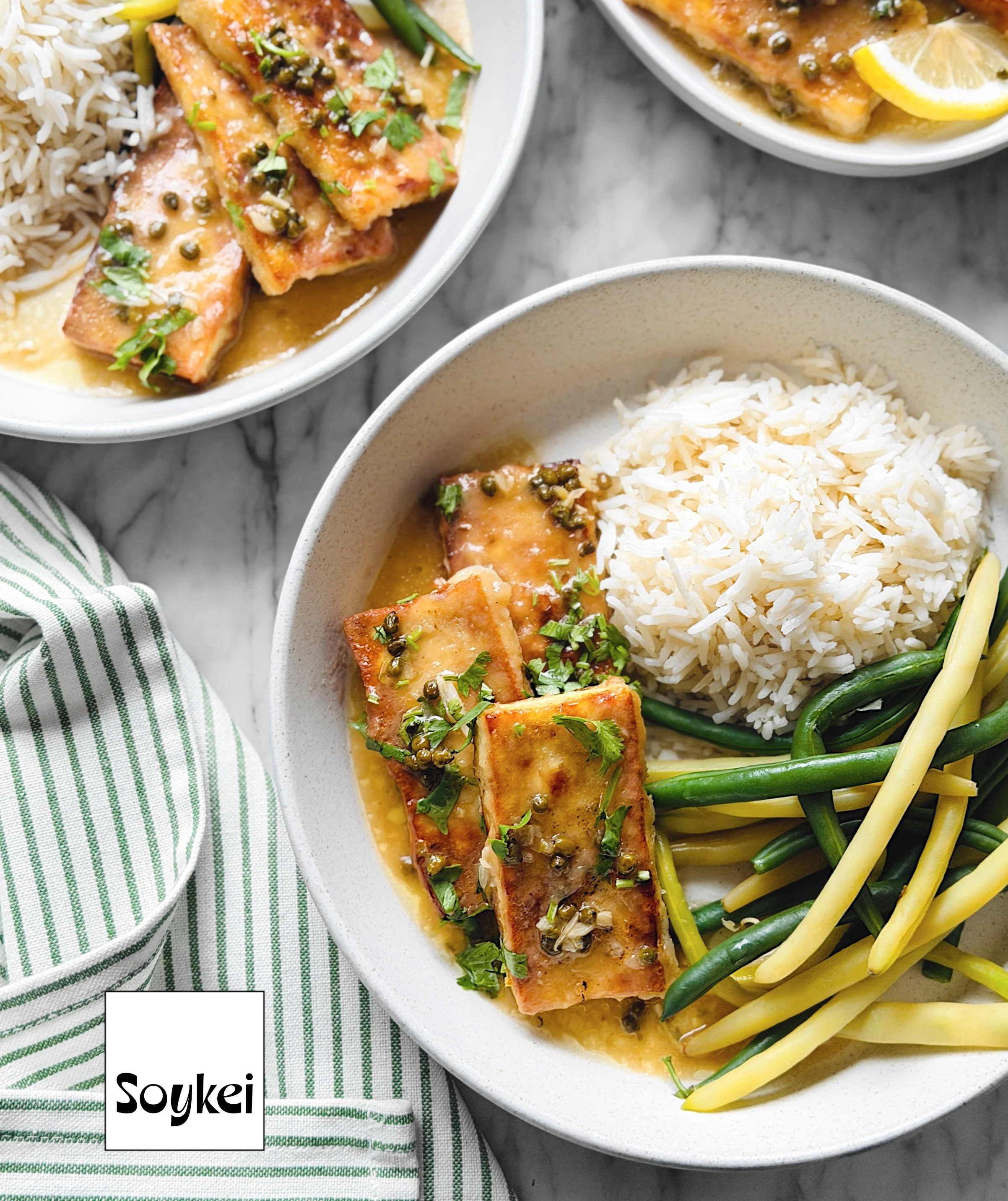 Tofu piccata au yuzu 