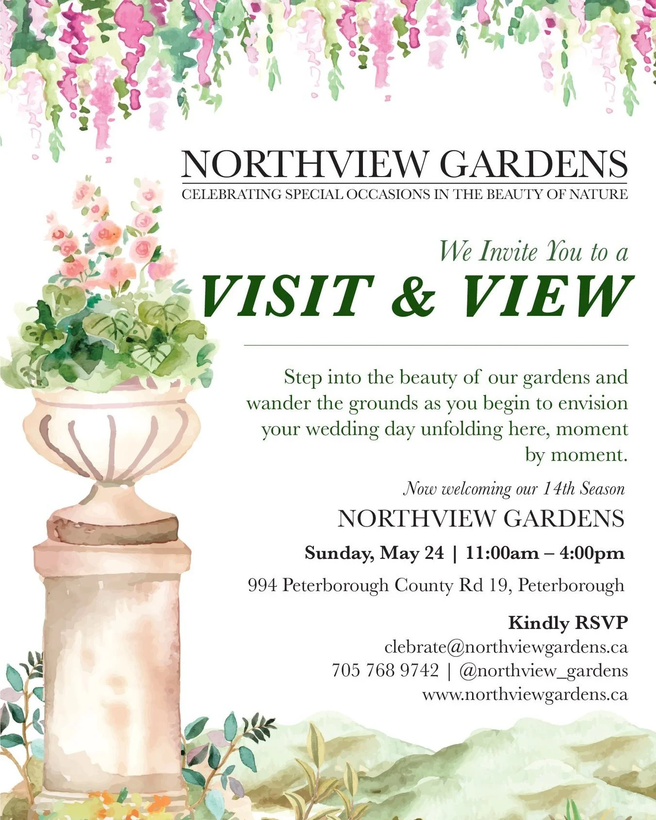 Today&rsquo;s the day!!🥂🌿💍

Our Visit &amp; View at Northview Gardens is happening today from 11am&ndash;4pm and we would love to welcome you into the gardens 💐

Spend the afternoon wandering through the grounds, exploring the ceremony spaces, an
