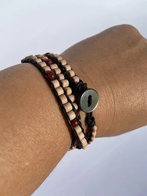 Leather and Beaded Wrap Bracelet - Parent and Child