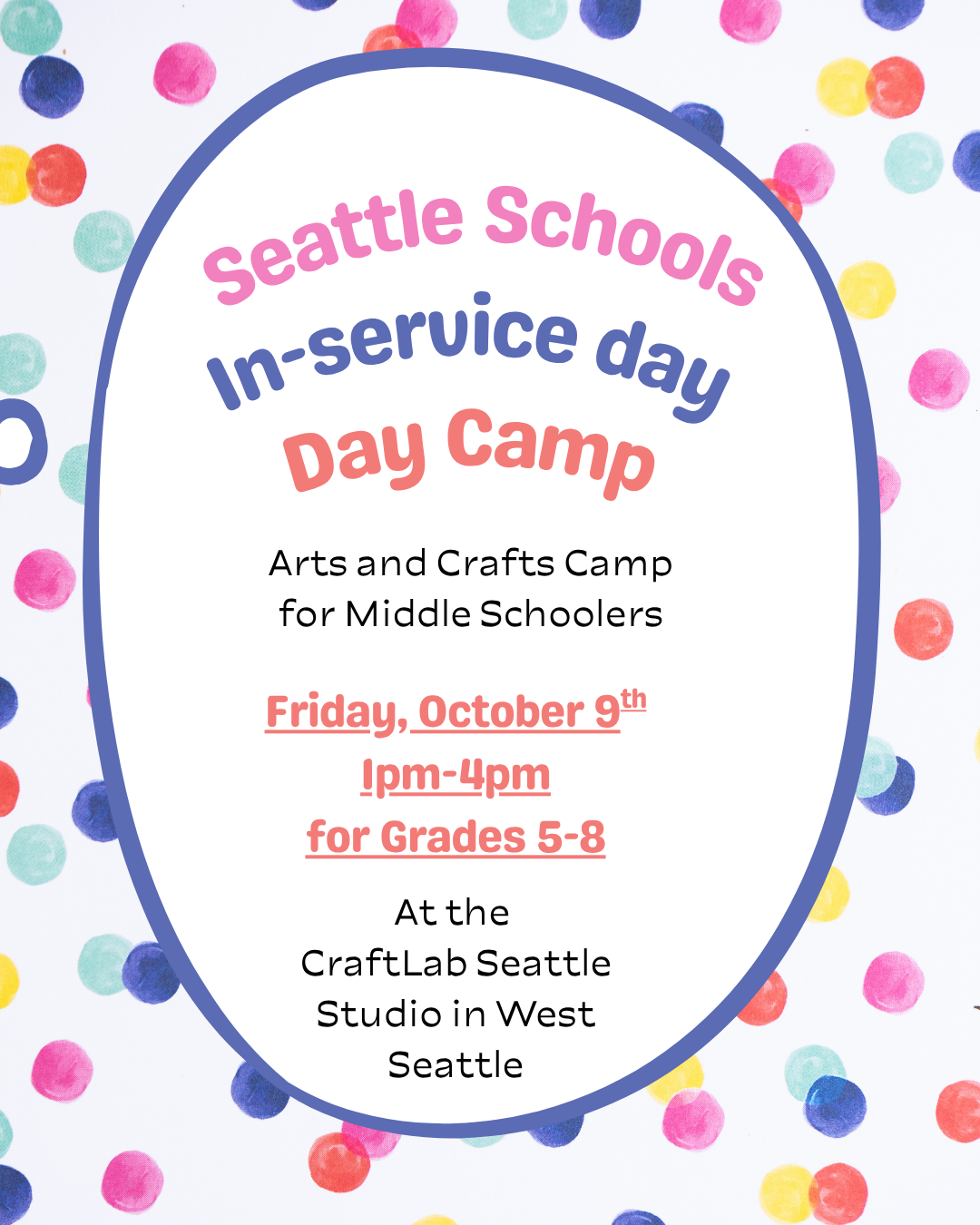 Oct 9th In-Service Day Camp - Middle School
