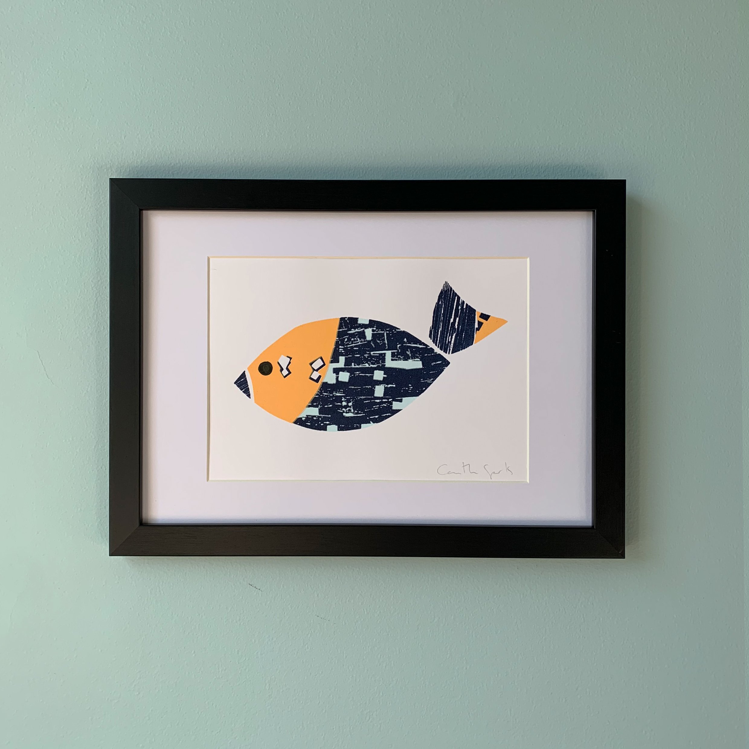 A5 Patterned fish original screen print