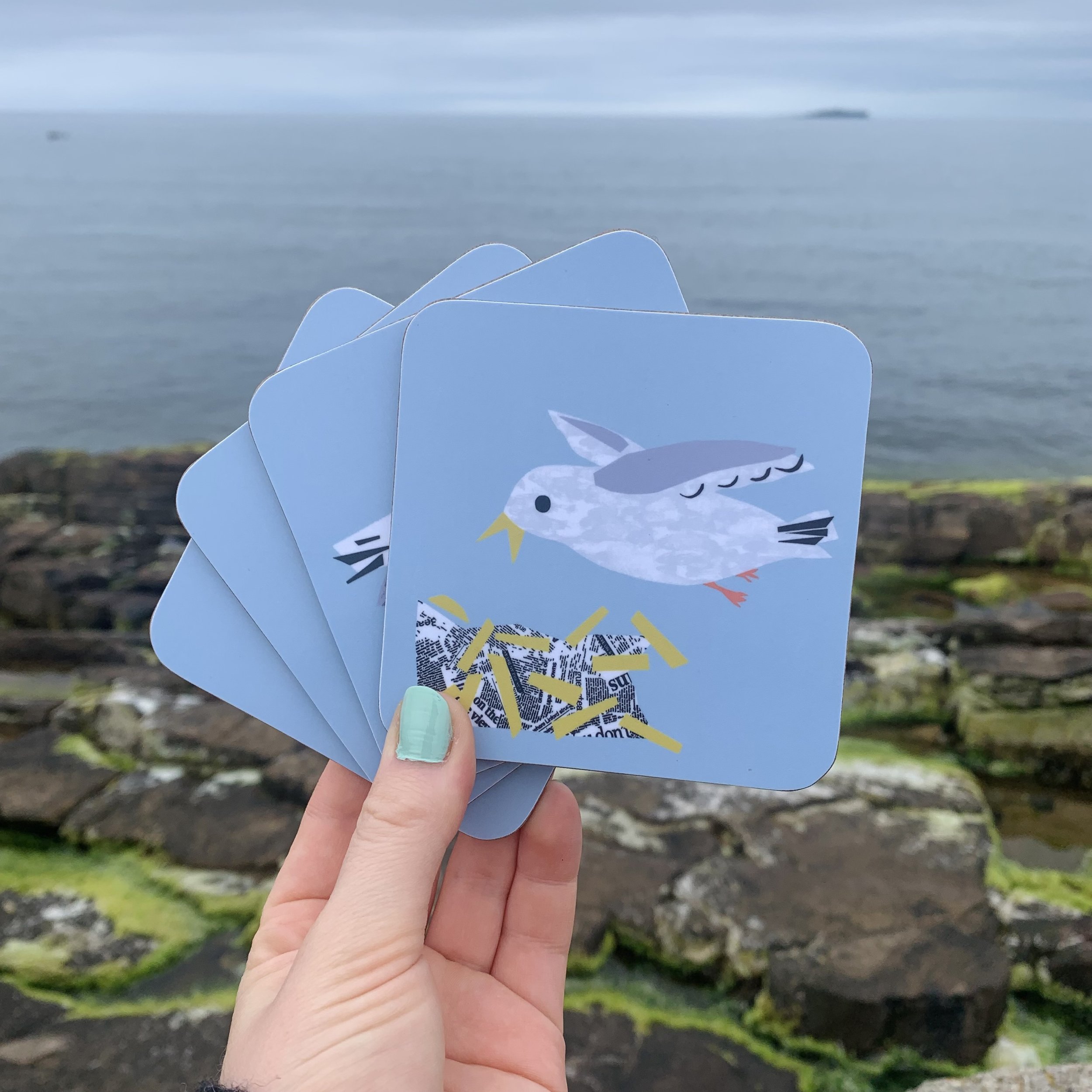 Seagull & Chips Coaster set of 4