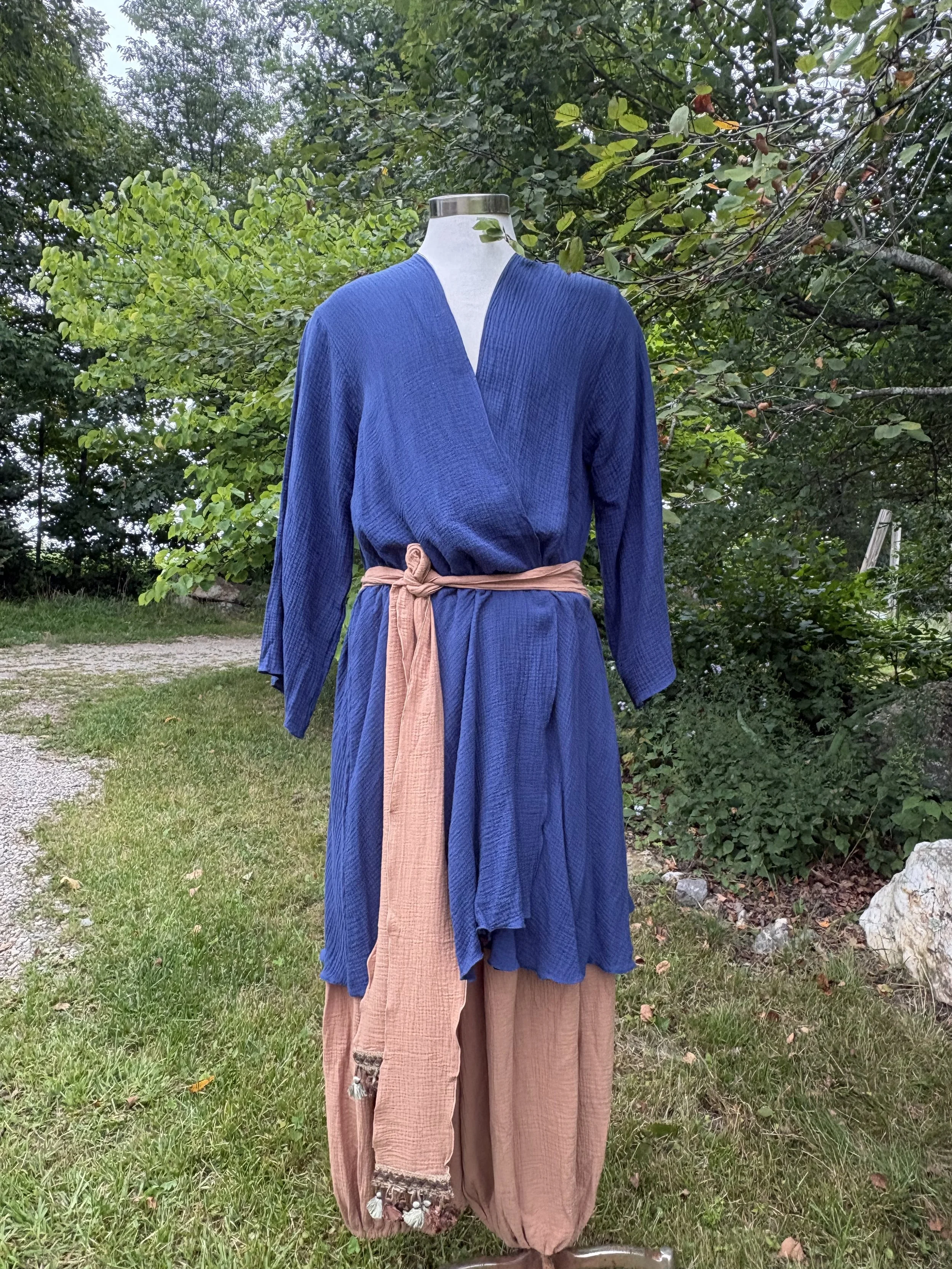 Sash - Light Brown with Brown Light Blue Tassel Fringe
