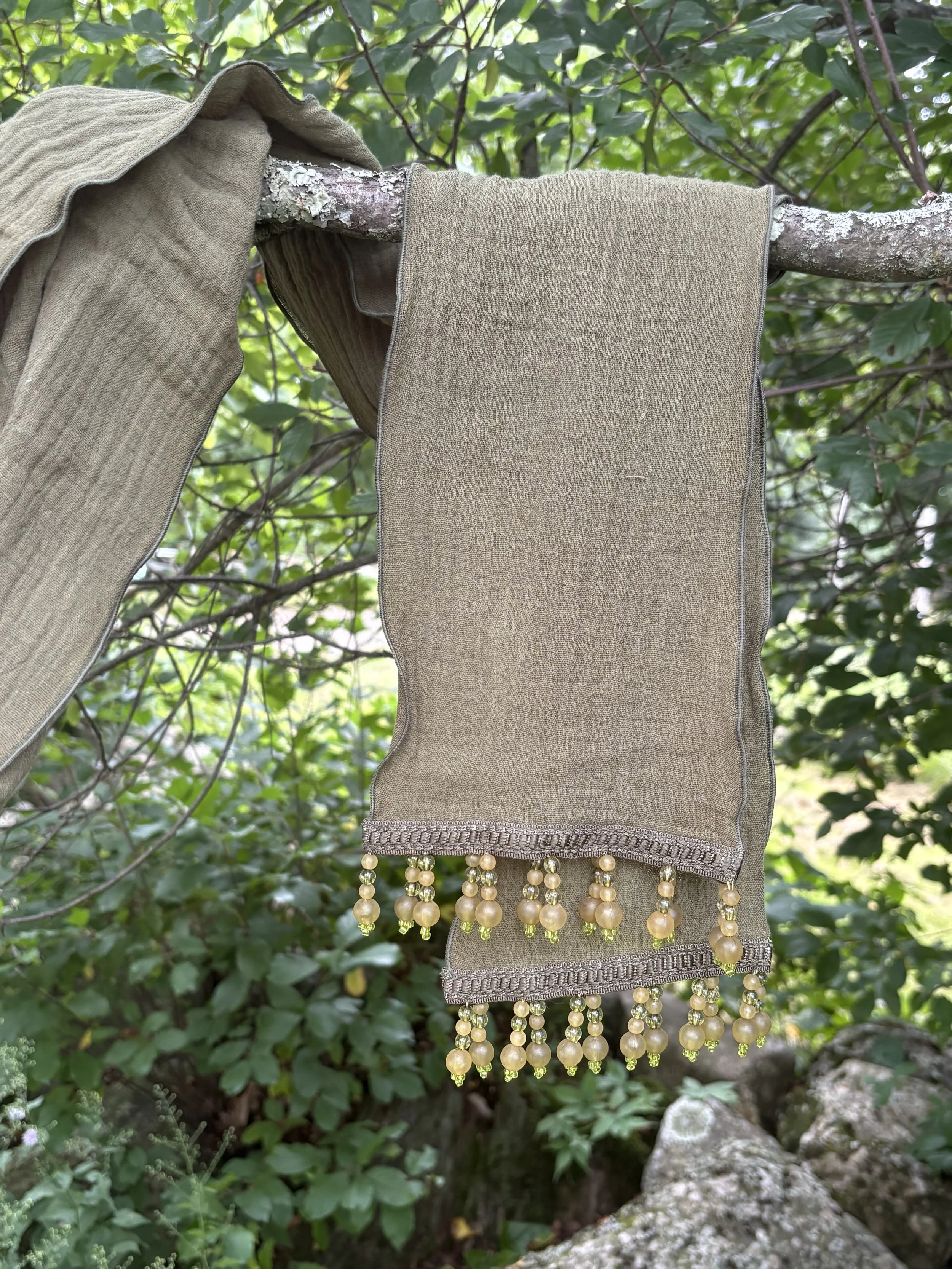 Sash - Olive/Olive Bead Fringe