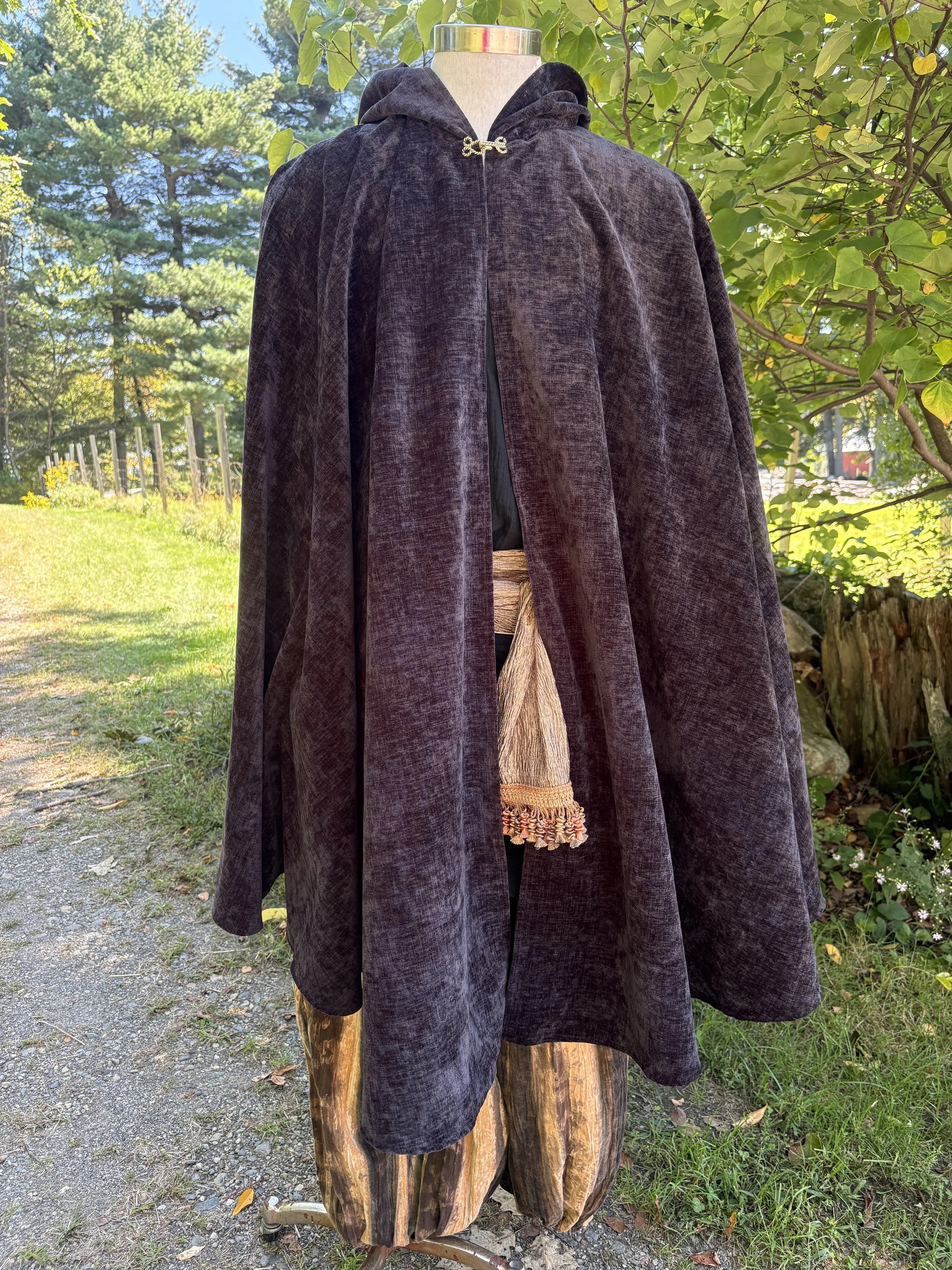 Circle Cloak in Soft Chenille Velvet - Calf Length
