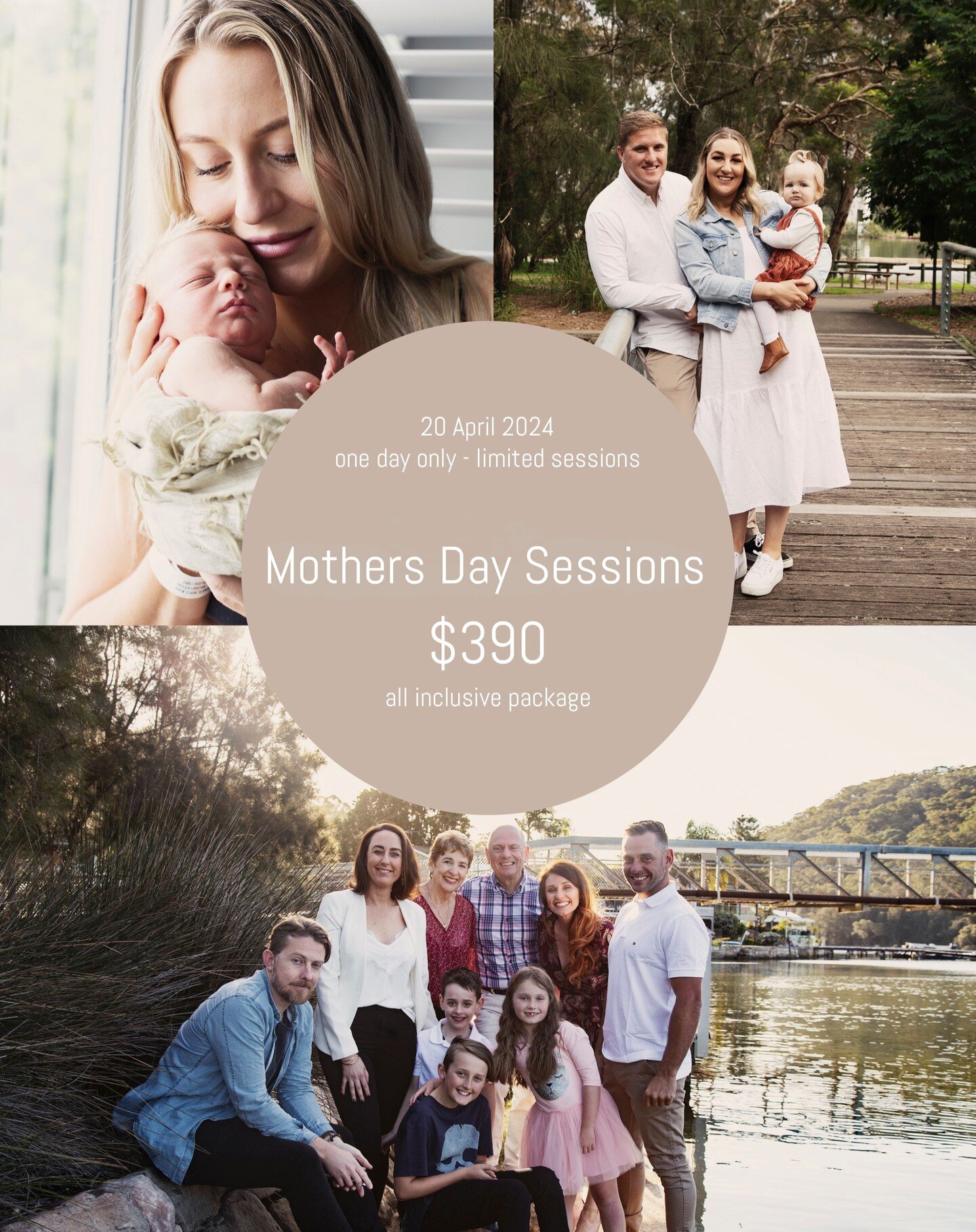 Mothers Day Sessions
On sale now&hellip;

Make no mistake - these are NOT mini sessions - but full hour shoots encompassing everything for your family, and include ALL edited images! 

On location at Prince Edward Park, Woronora for ONE day only: 
Sa