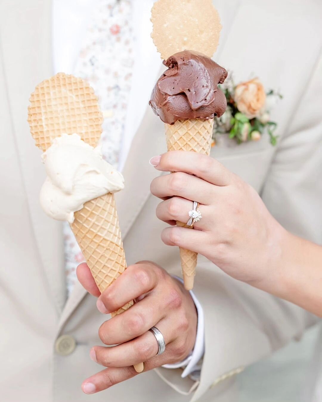 the gelato. the rings. the love. 🥰 
.
.
Cheers to Megan &amp; Bryce! (a few weeks back 😉) And shoutout to @lainyjean_photography for capturing these extra sweet moments with perfection! ✨
.
.
p.s. 2024 wedding booking is open &amp; weekend dates ar
