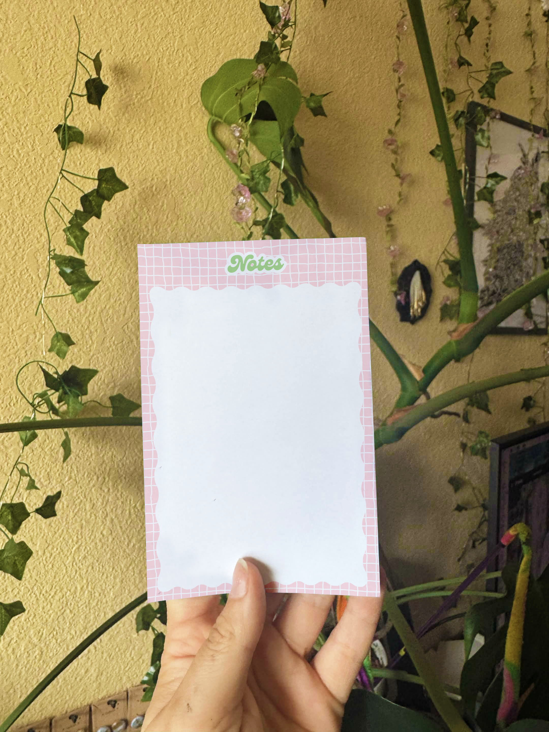 Pink and Green Kawaii Grid Notepad