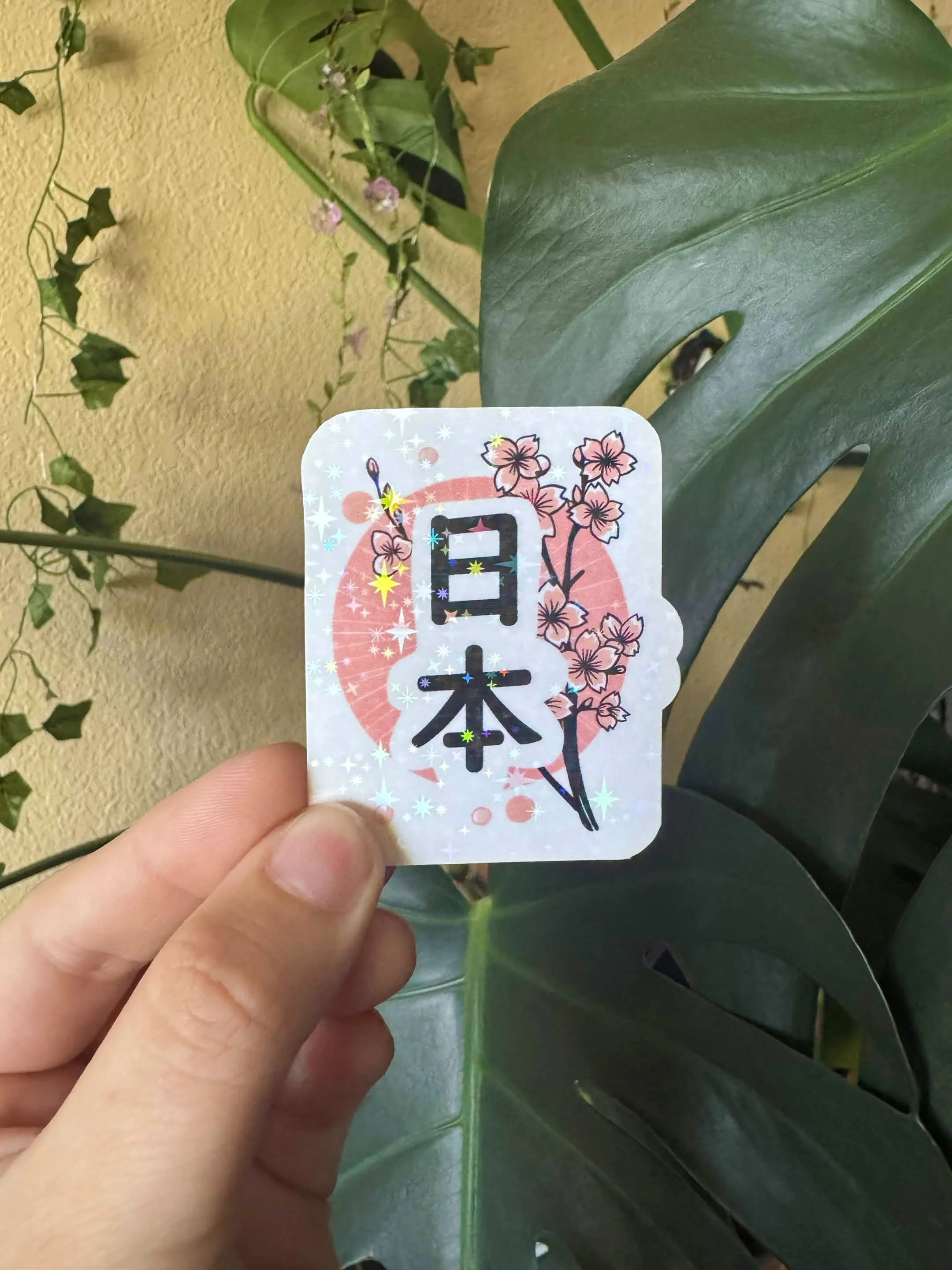 Nihon Japan pink Sakura Shiny Waterbottle Sticker