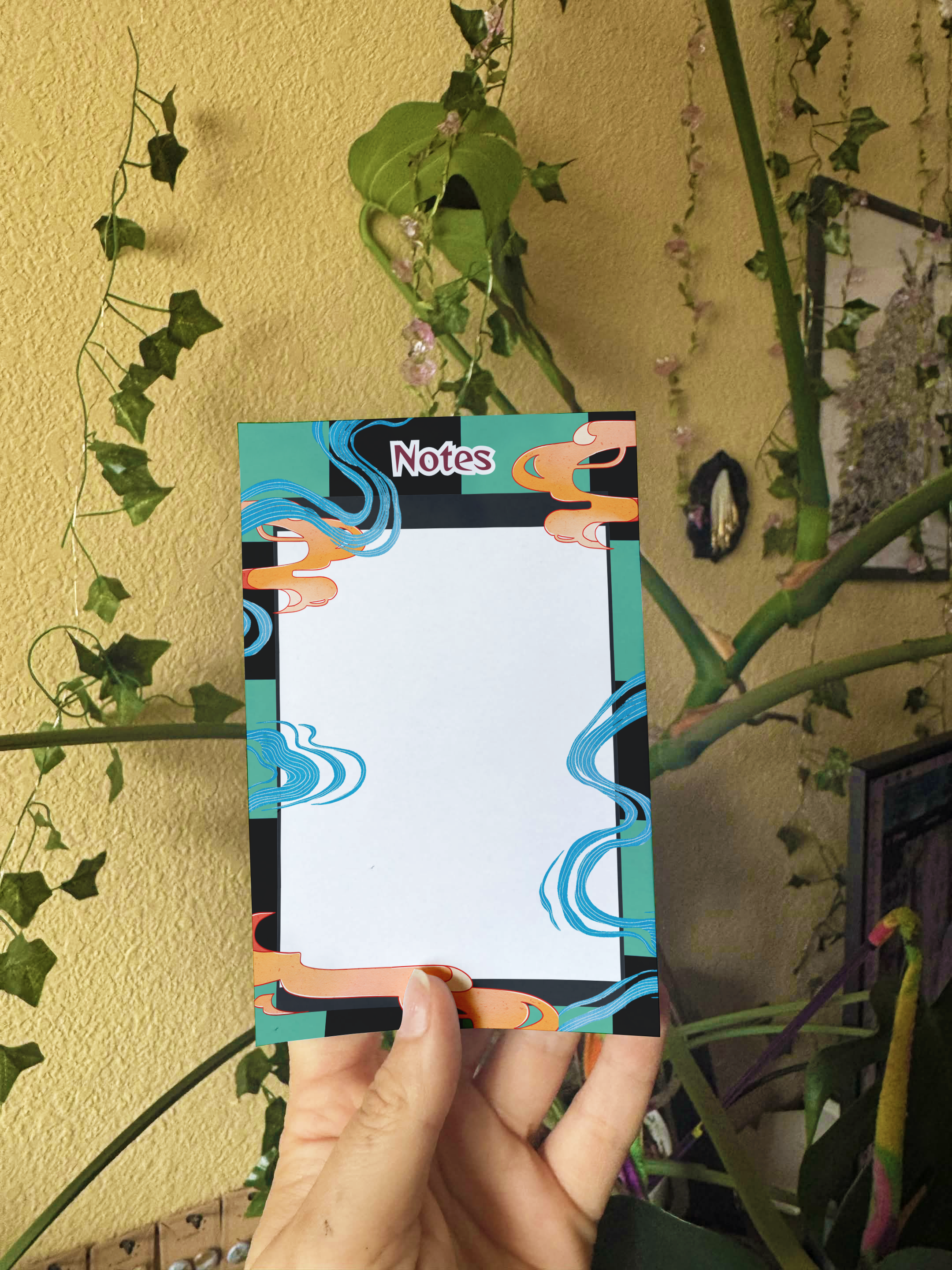 Anime-inspired checkered Notepad