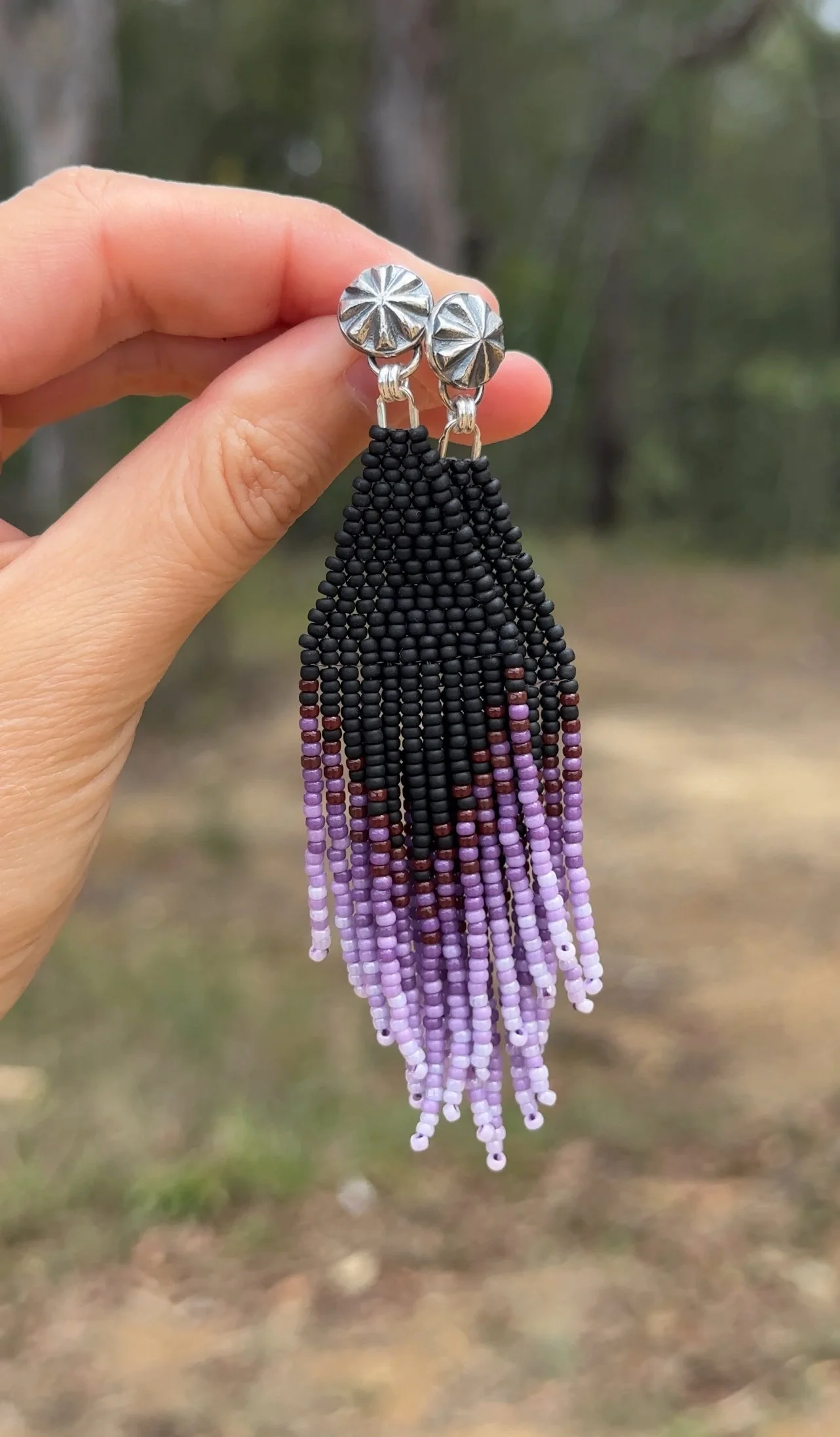 Midnight Amethyst - Beaded Earrings (approx 179 USD)