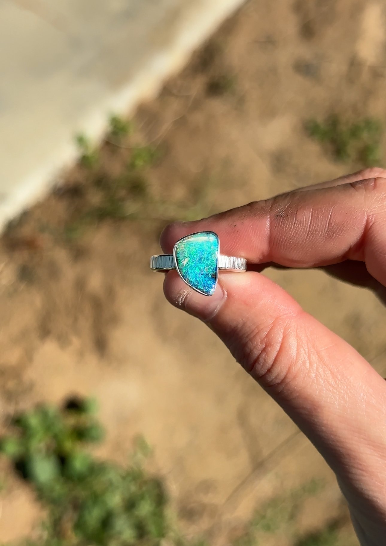 Boulder Opal Ring Sz 7.25 (approx 417 USD)