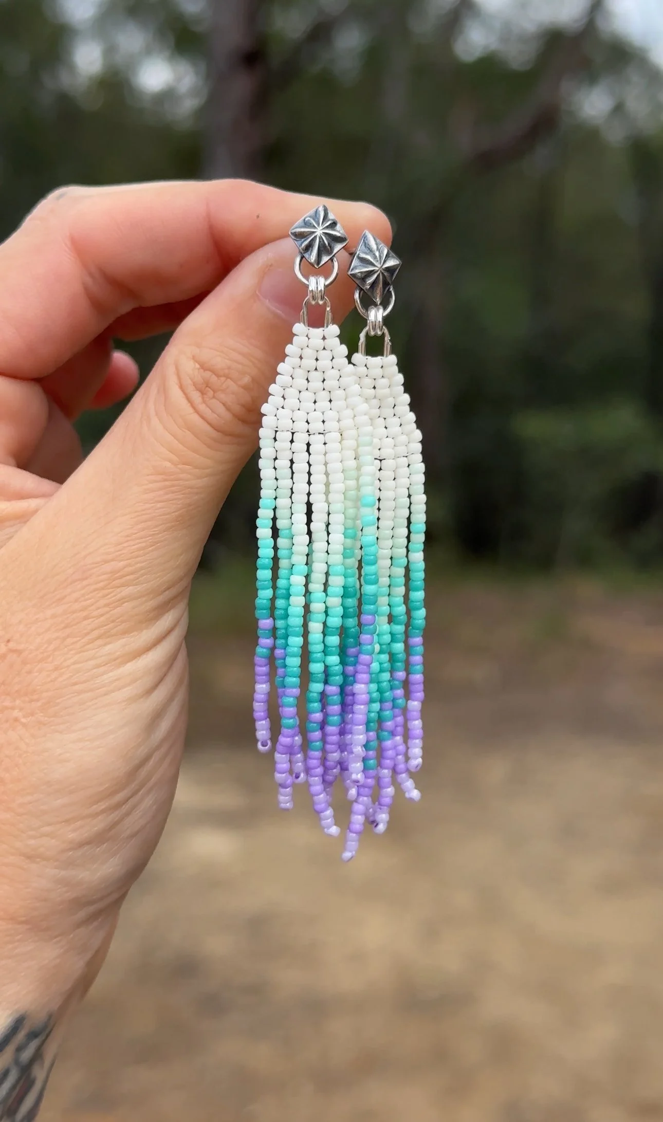 The Lavender Frost - Beaded Earrings (approx 127 USD)
